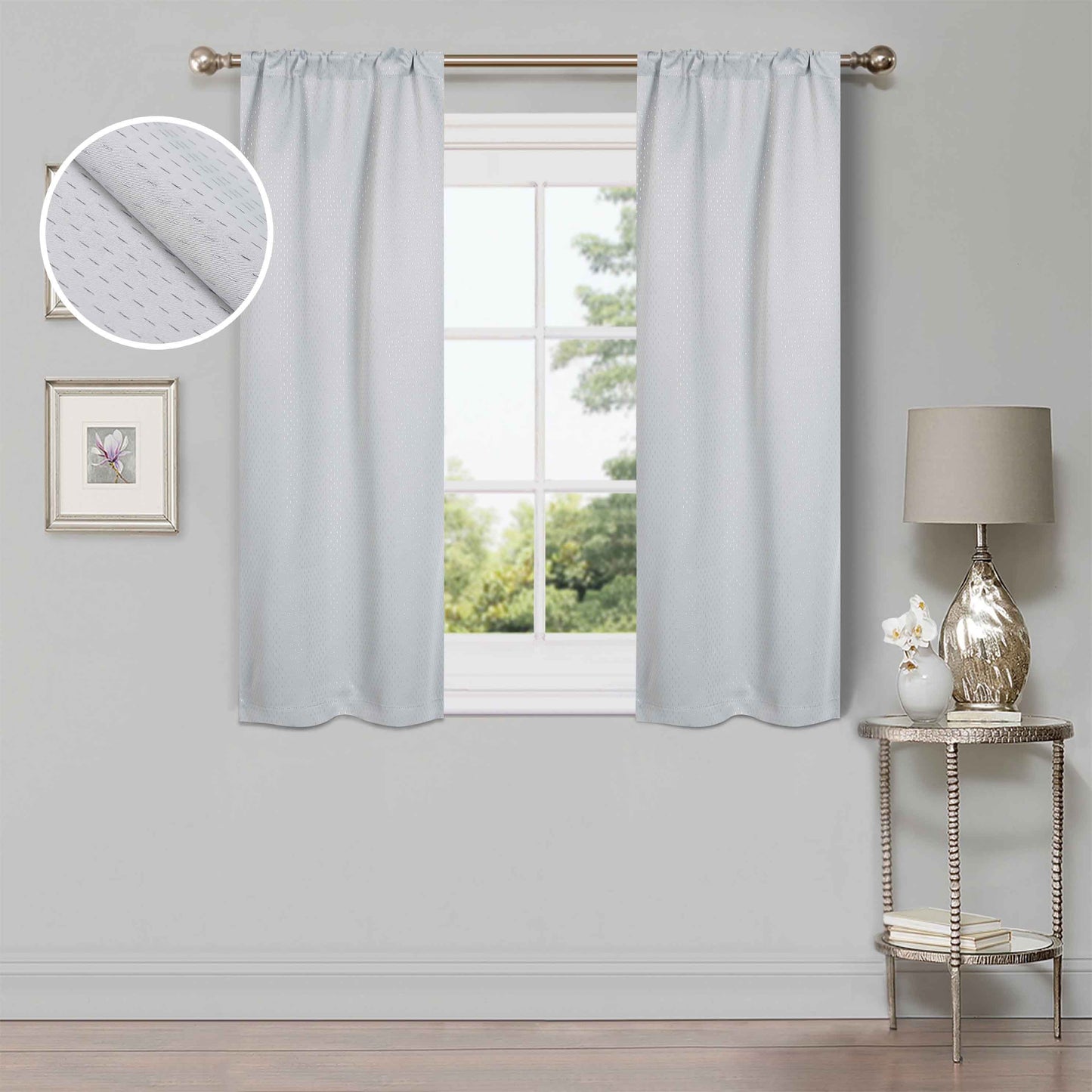 Modern Shimmer Washable Room Darkening Blackout Curtains. Set of 2