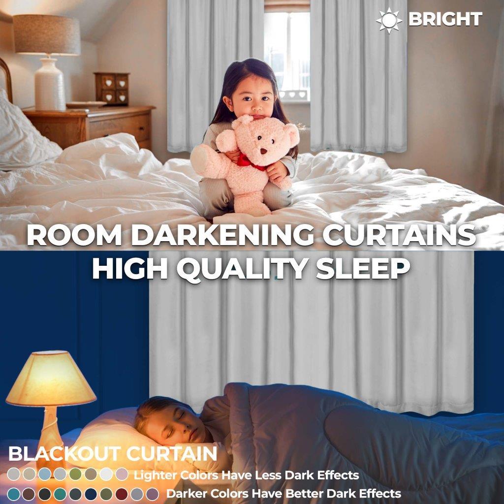 Solid Machine Washable Room Darkening Blackout Curtains. Set of 2