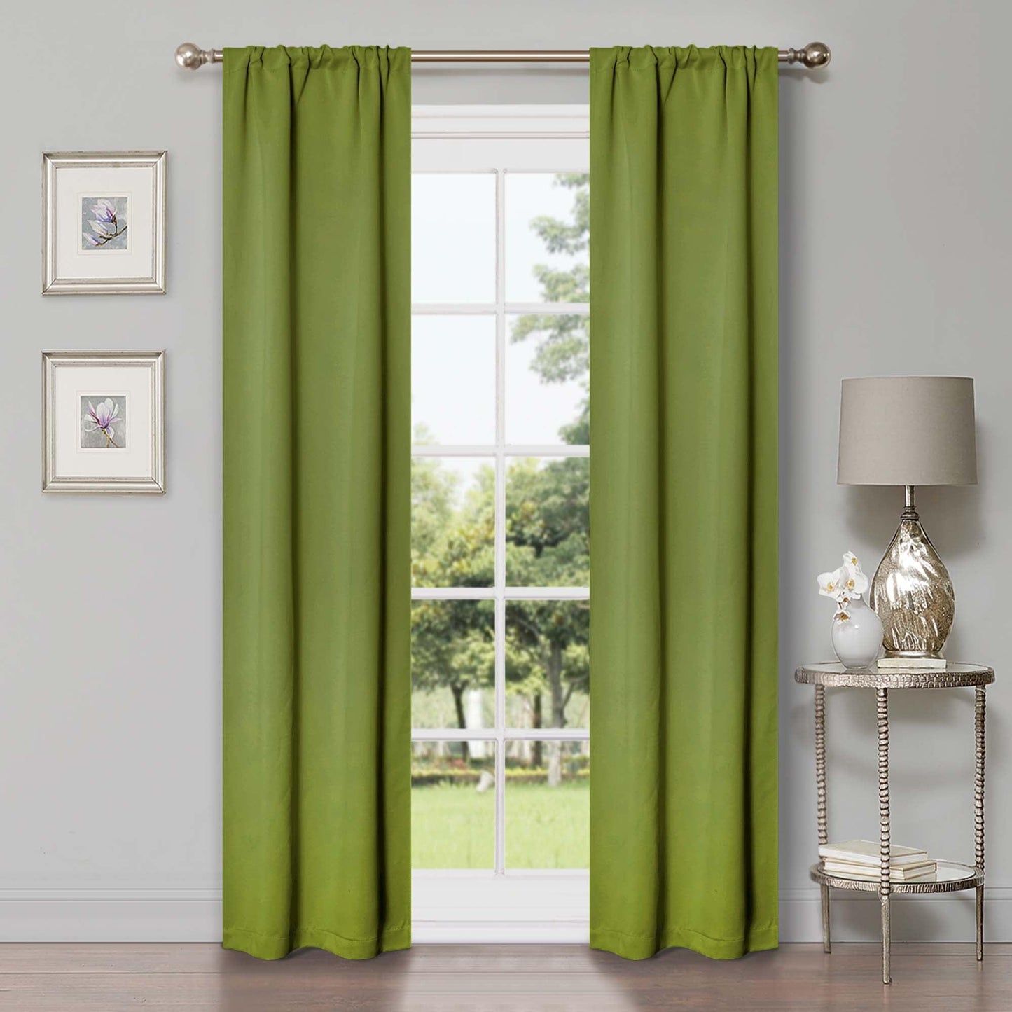 Solid Machine Washable Room Darkening Blackout Curtains. Set of 2