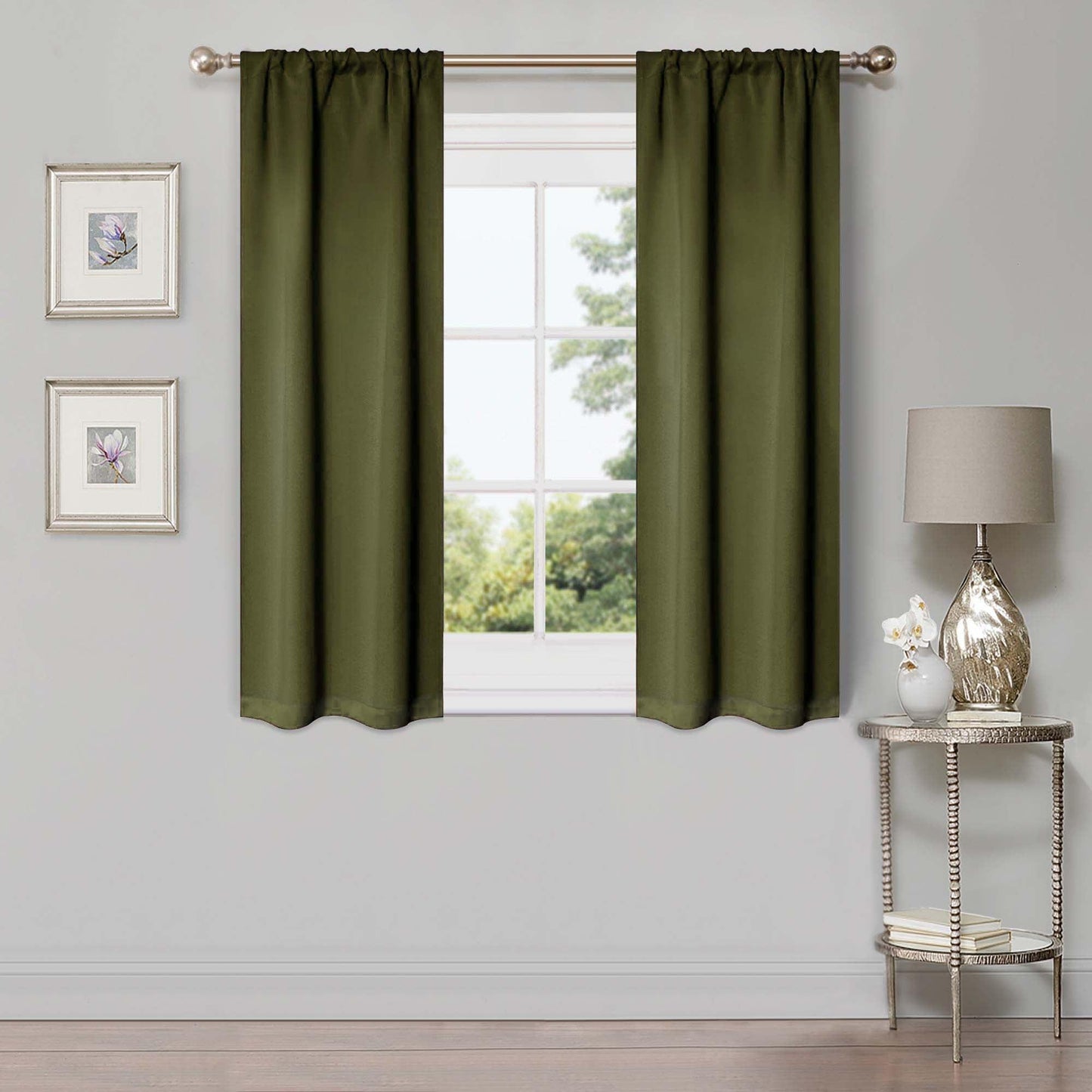 Solid Machine Washable Room Darkening Blackout Curtains. Set of 2
