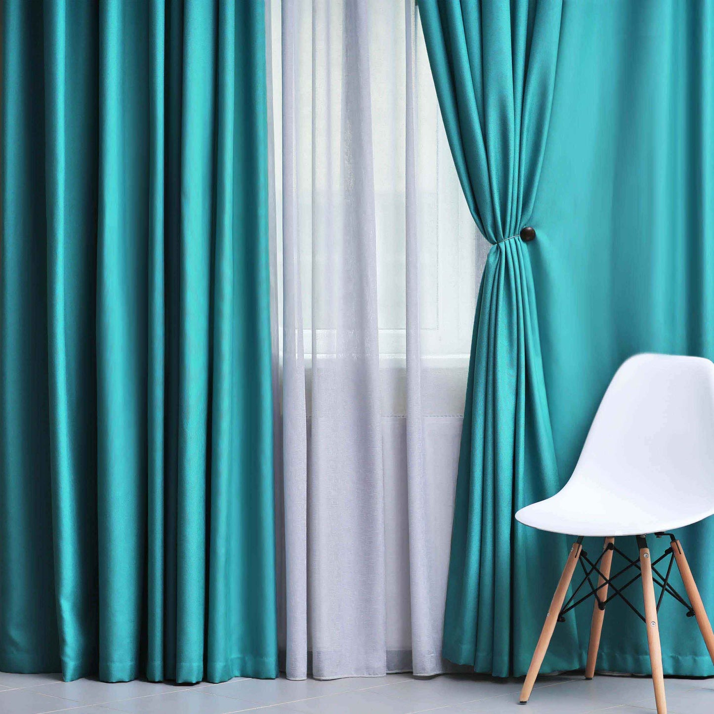 Solid Machine Washable Room Darkening Blackout Curtains. Set of 2