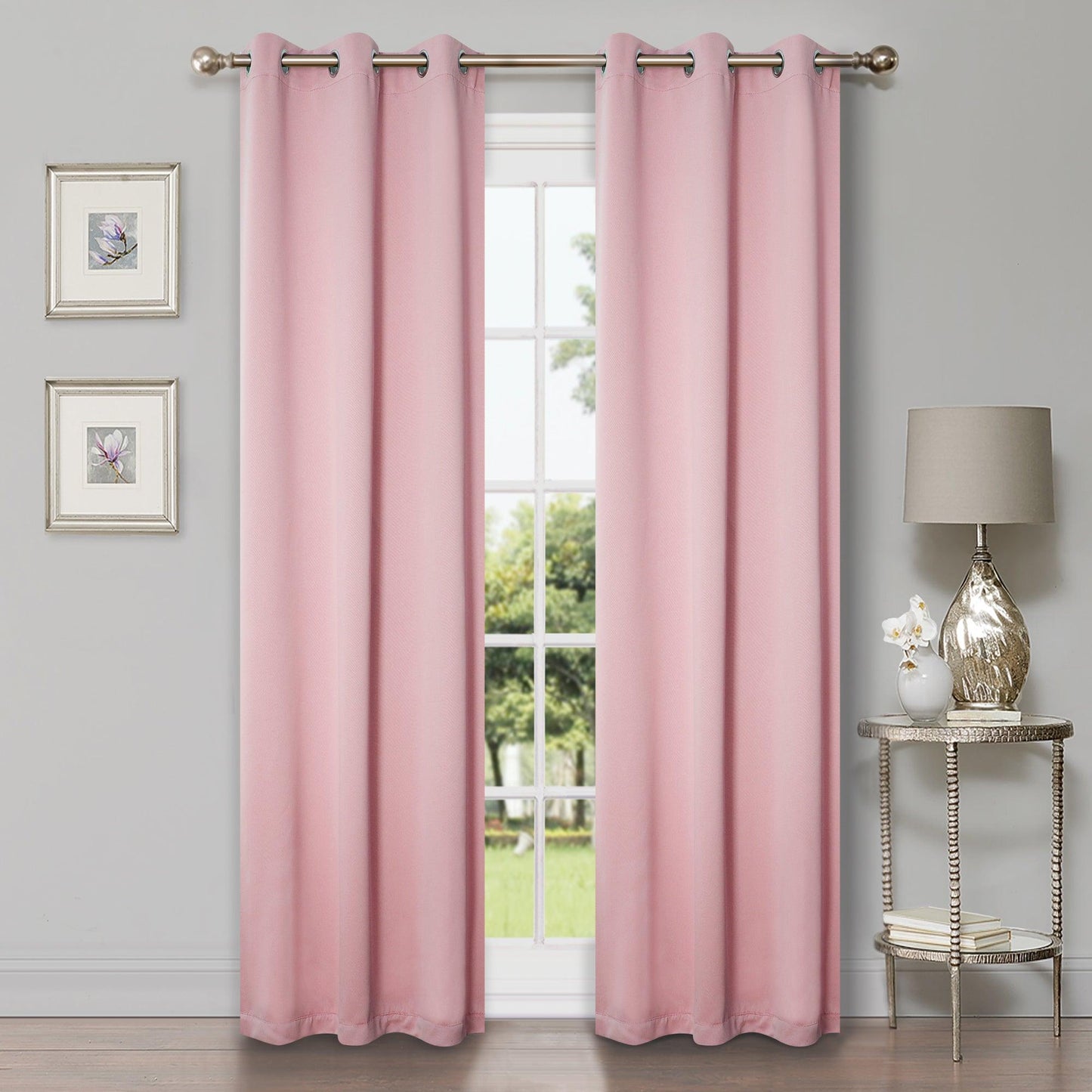 Solid Machine Washable Room Darkening Blackout Curtains. Set of 2