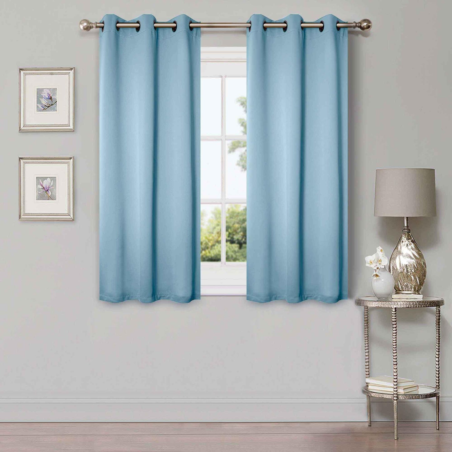 Solid Machine Washable Room Darkening Blackout Curtains. Set of 2