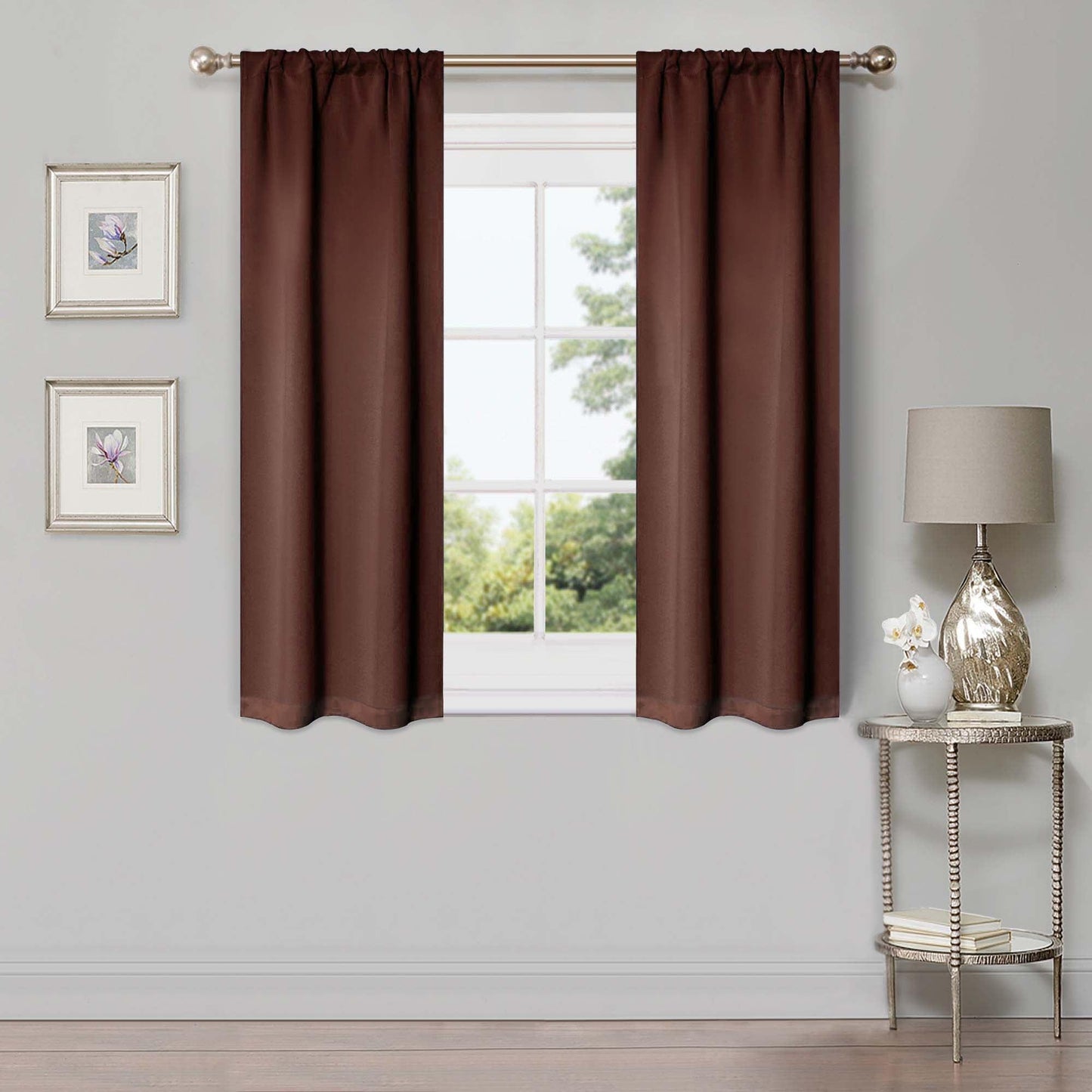 Solid Machine Washable Room Darkening Blackout Curtains. Set of 2
