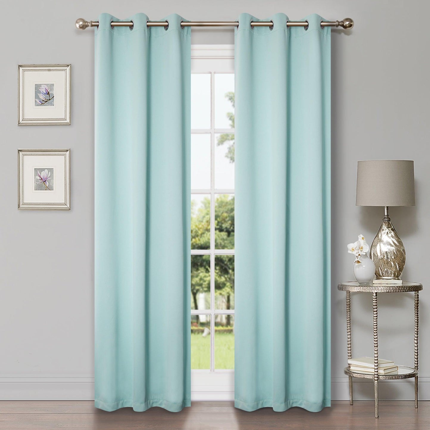 Solid Machine Washable Room Darkening Blackout Curtains. Set of 2