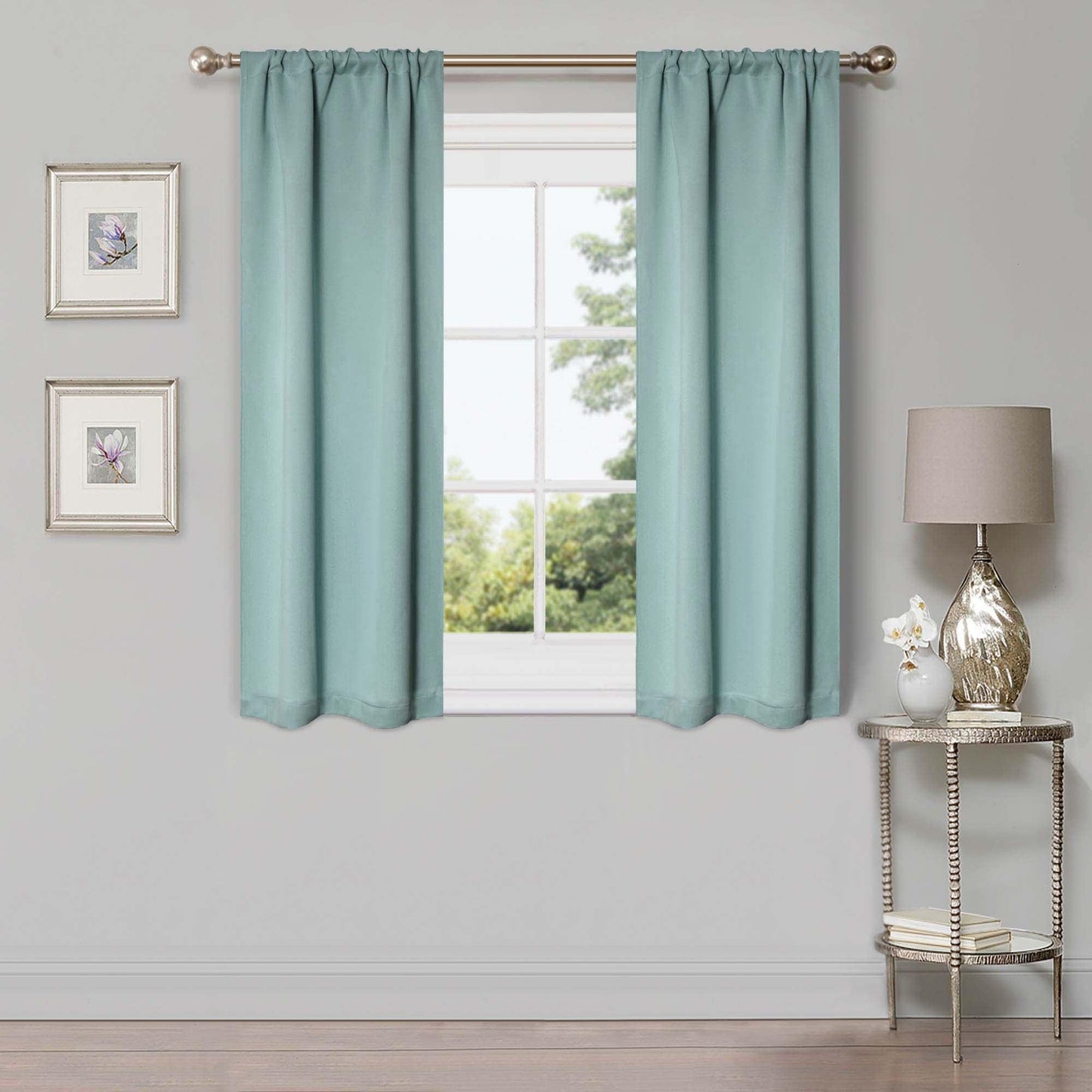 Solid Machine Washable Room Darkening Blackout Curtains. Set of 2