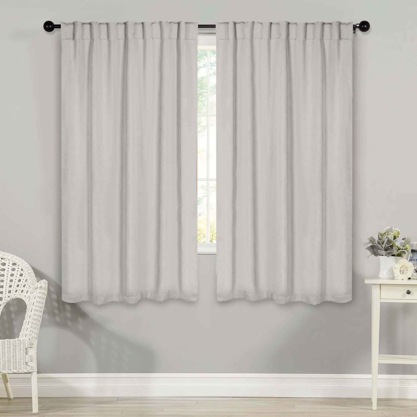 Solid Room Darkening Blackout Curtain Panels. Back Tabs. Set of 2