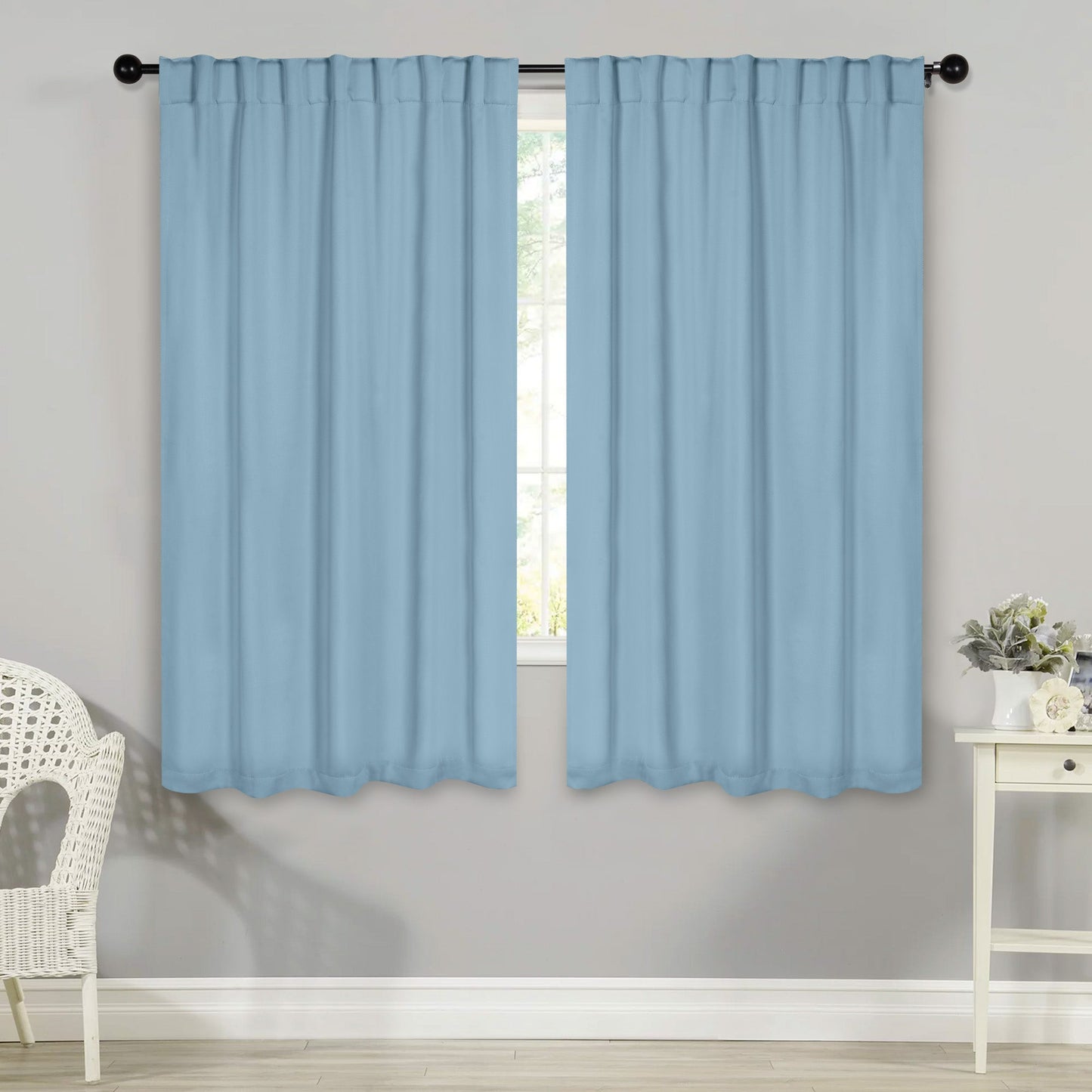 Solid Room Darkening Blackout Curtain Panels. Back Tabs. Set of 2