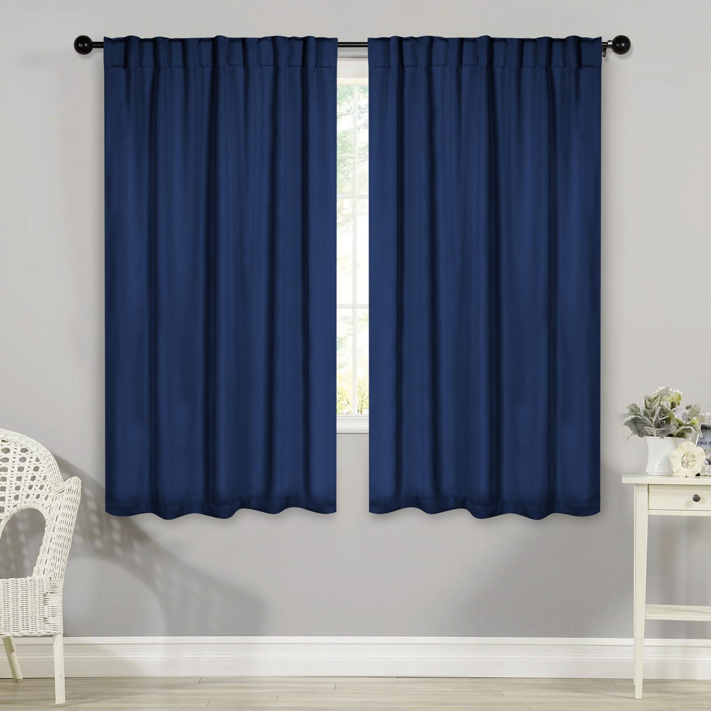 Solid Room Darkening Blackout Curtain Panels. Back Tabs. Set of 2