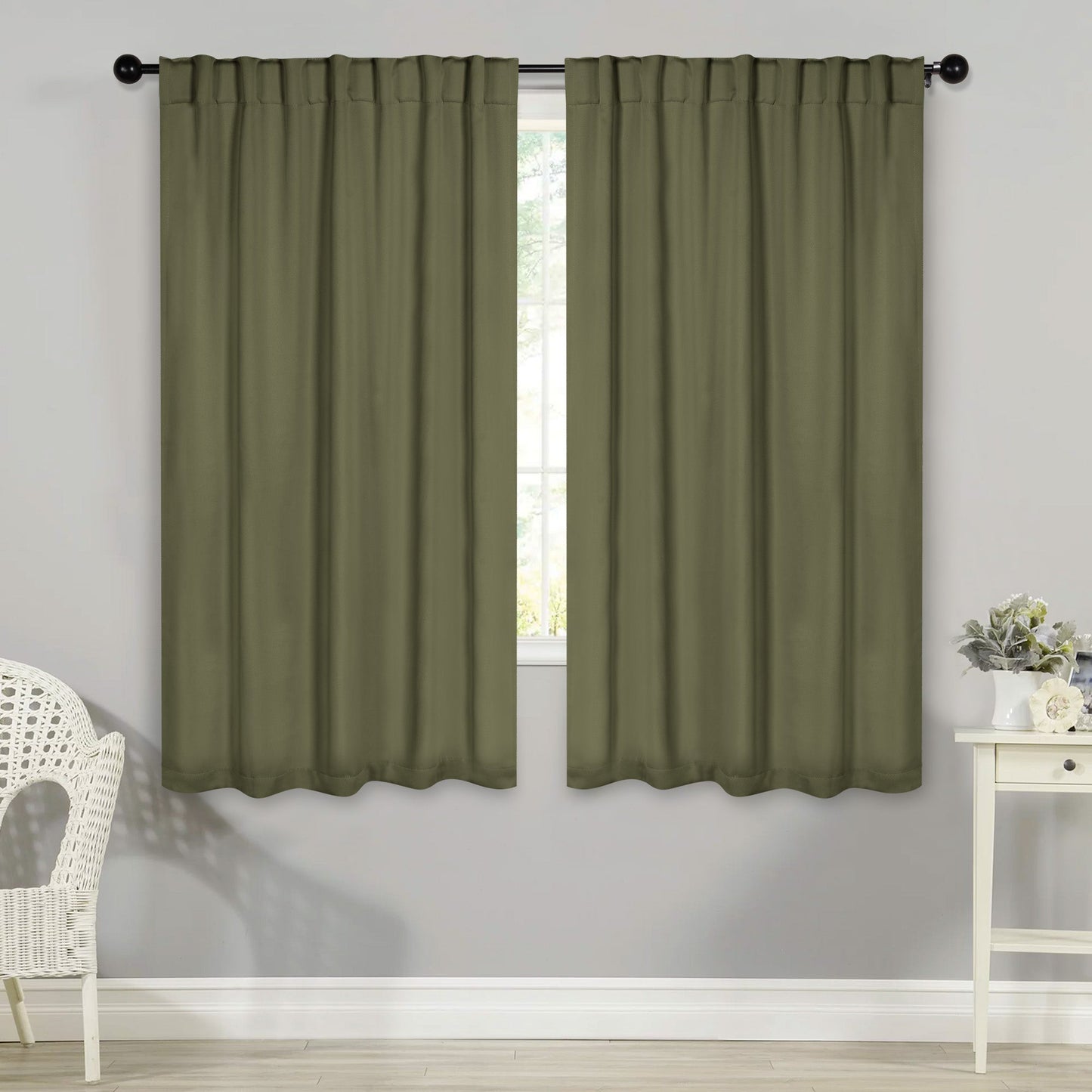Solid Room Darkening Blackout Curtain Panels. Back Tabs. Set of 2
