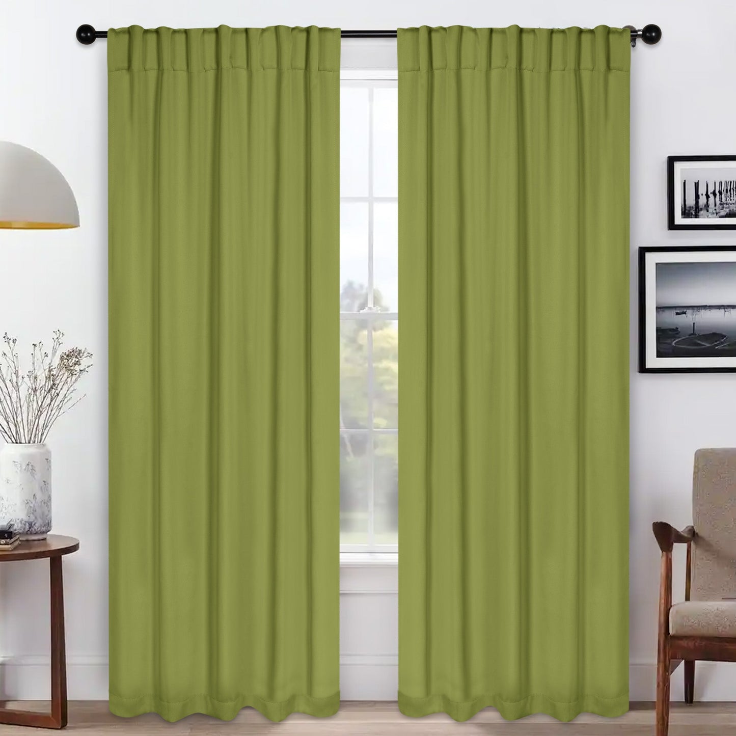 Solid Room Darkening Blackout Curtain Panels. Back Tabs. Set of 2