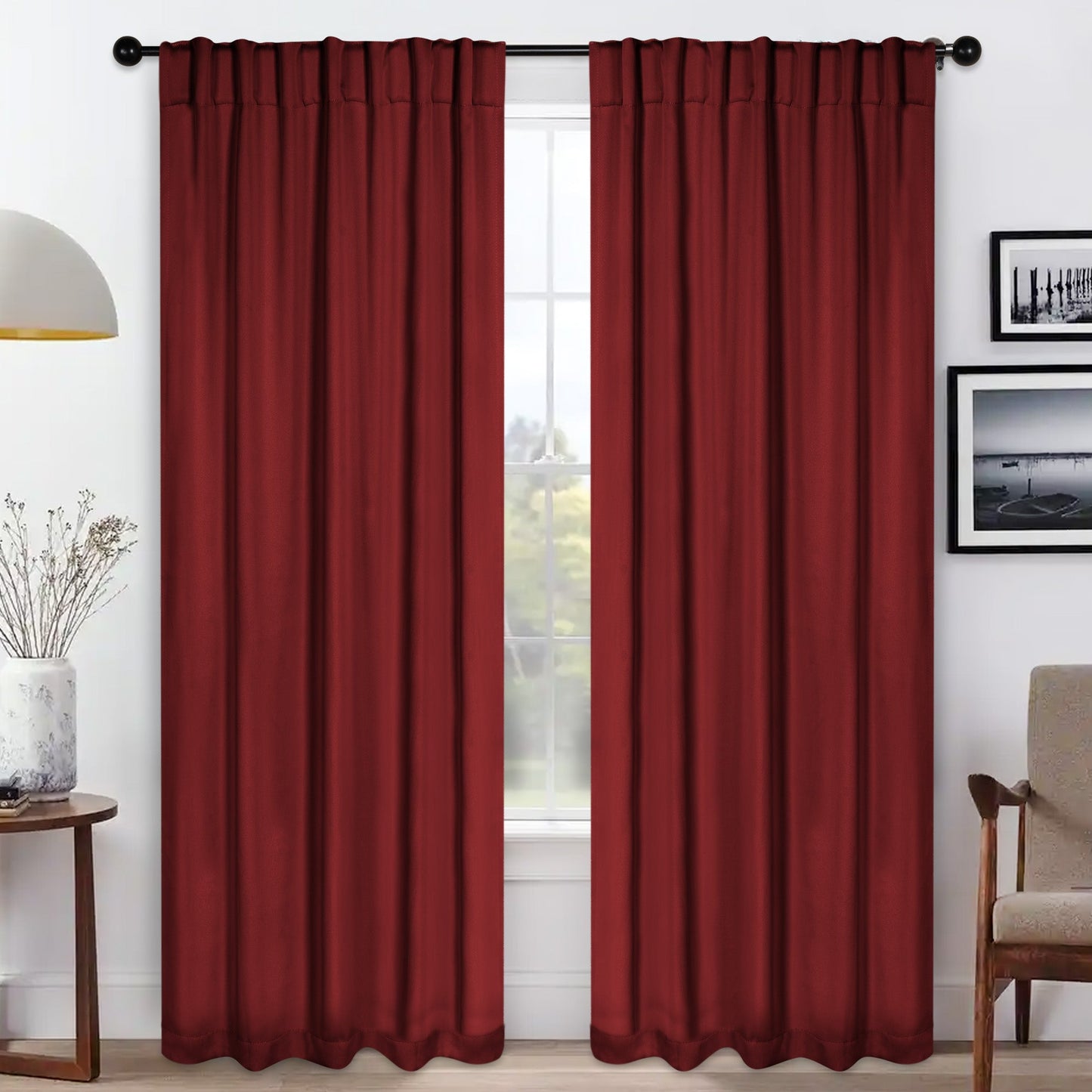 Solid Room Darkening Blackout Curtain Panels. Back Tabs. Set of 2