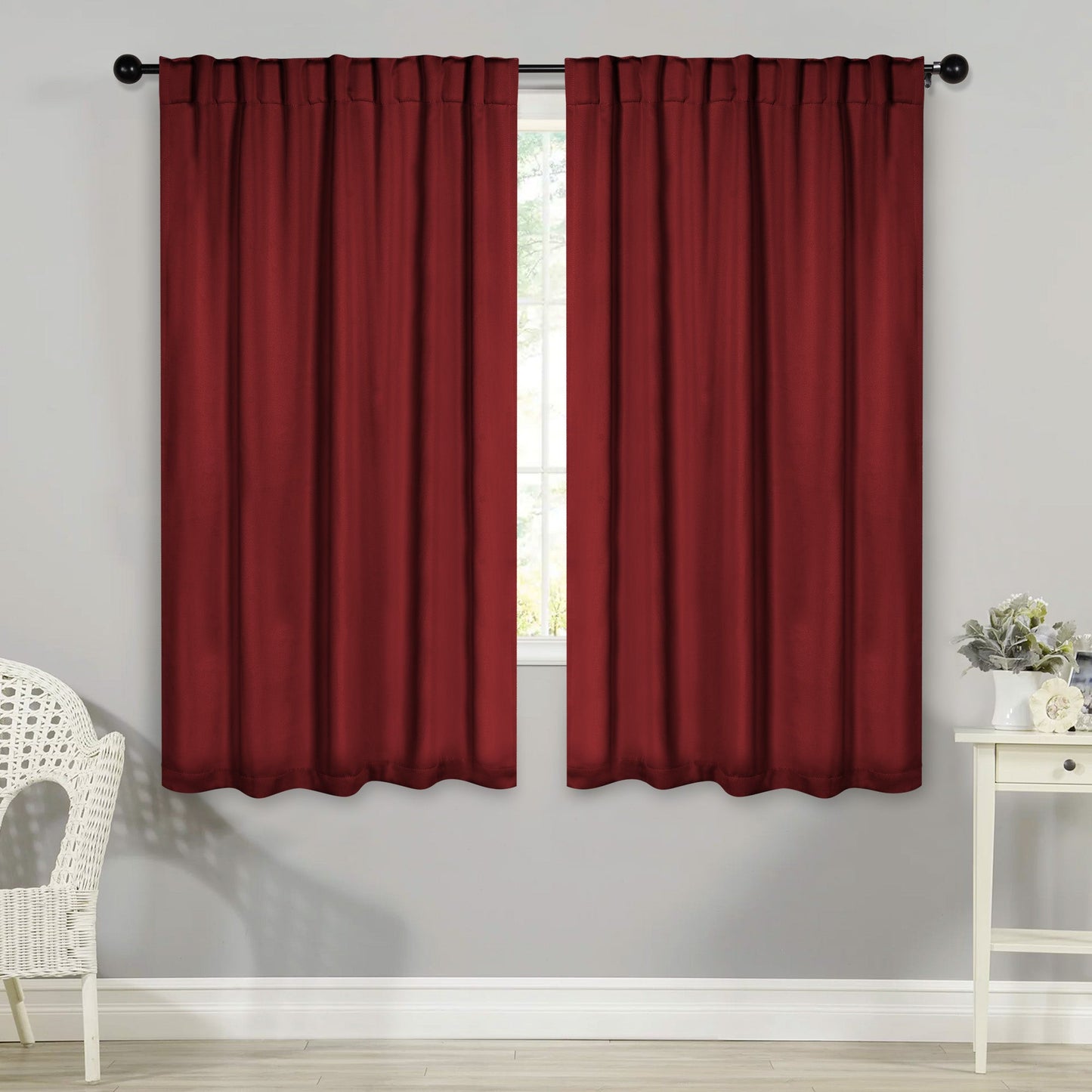 Solid Room Darkening Blackout Curtain Panels. Back Tabs. Set of 2