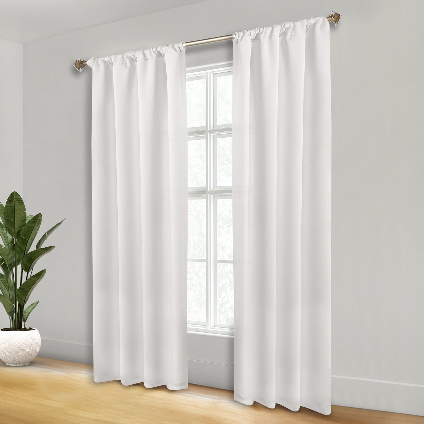 Solid Room Darkening Rod Pocket Blackout Curtain Panels. Set of 2