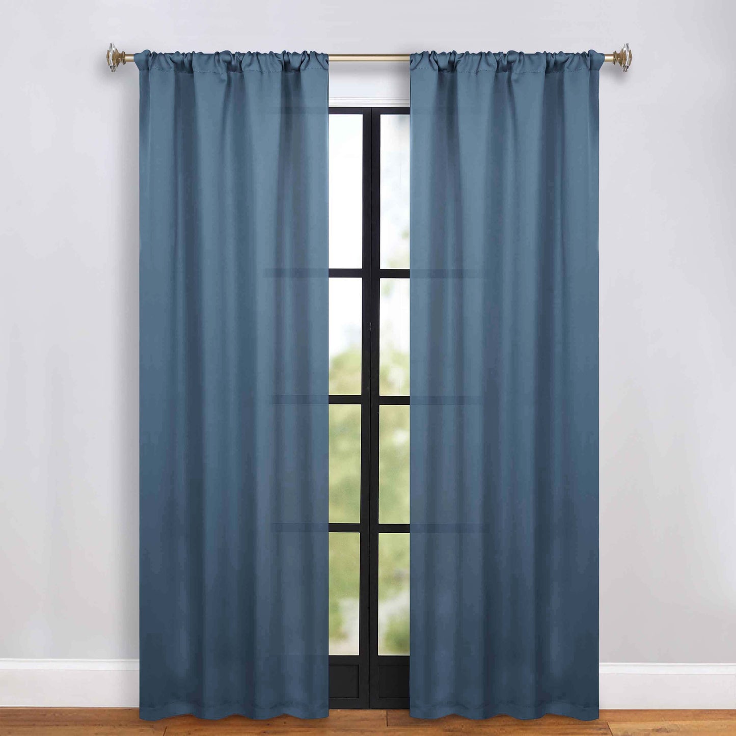 Solid Room Darkening Rod Pocket Blackout Curtain Panels. Set of 2