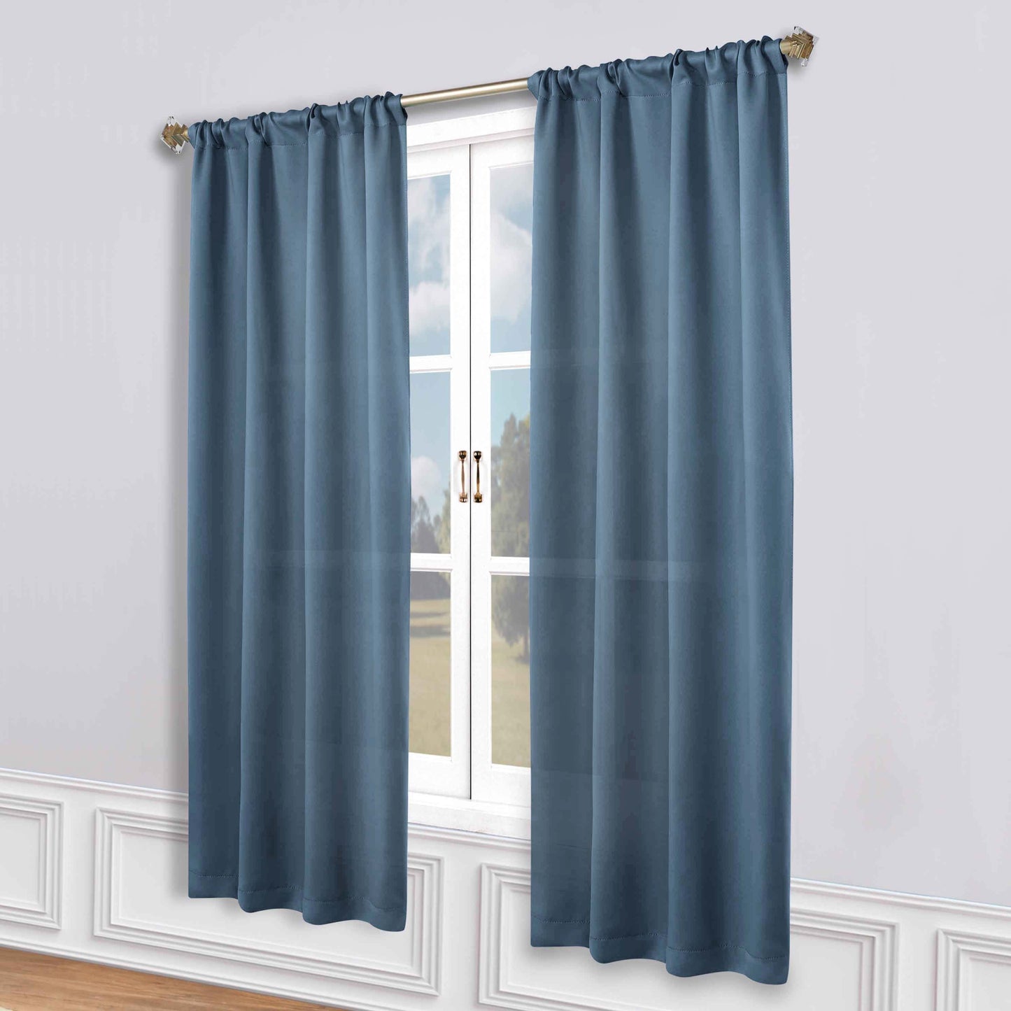 Solid Room Darkening Rod Pocket Blackout Curtain Panels. Set of 2