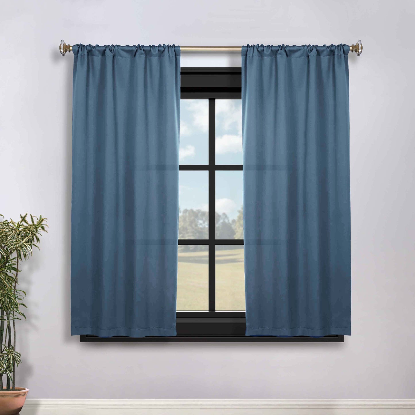 Solid Room Darkening Rod Pocket Blackout Curtain Panels. Set of 2