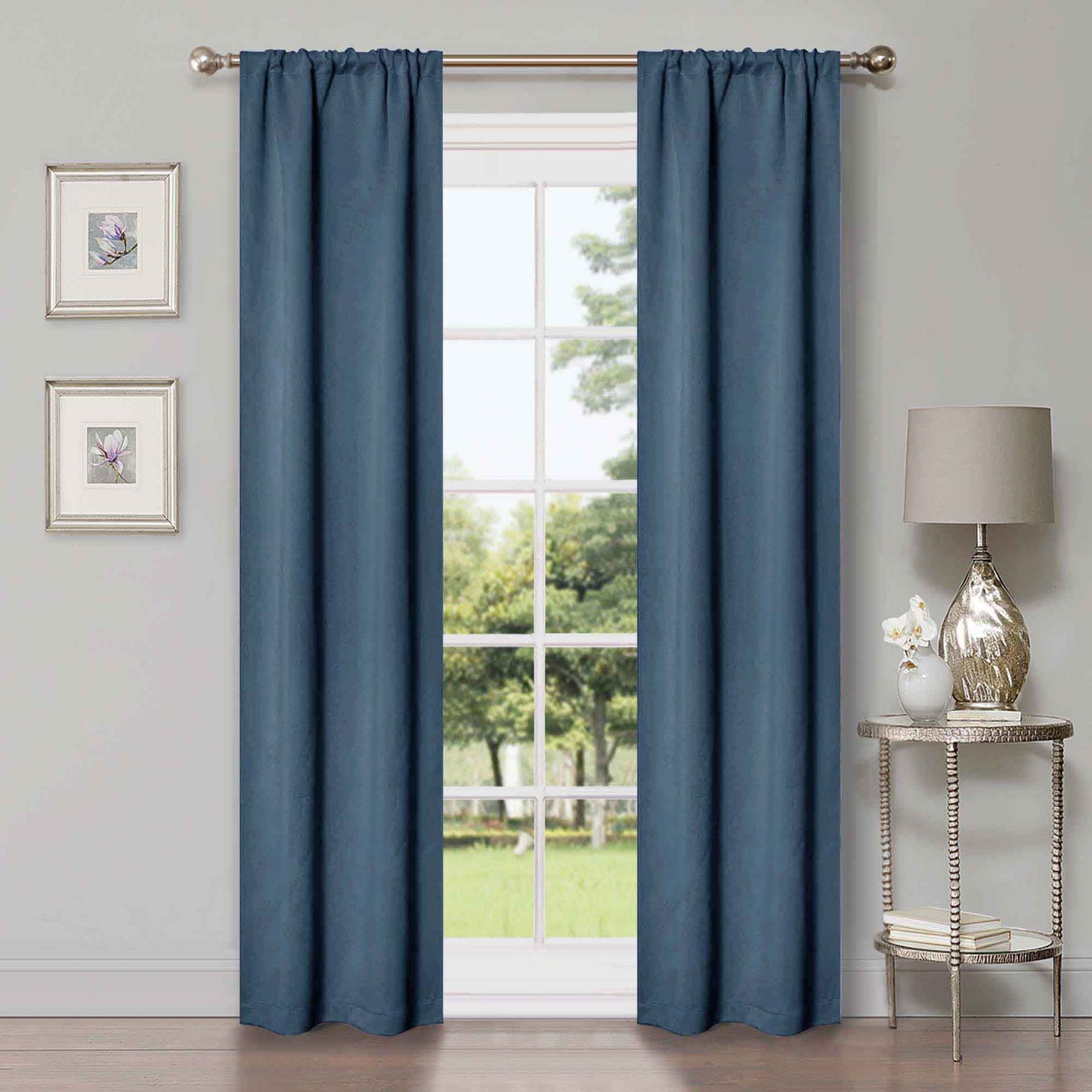Solid Room Darkening Rod Pocket Blackout Curtain Panels. Set of 2