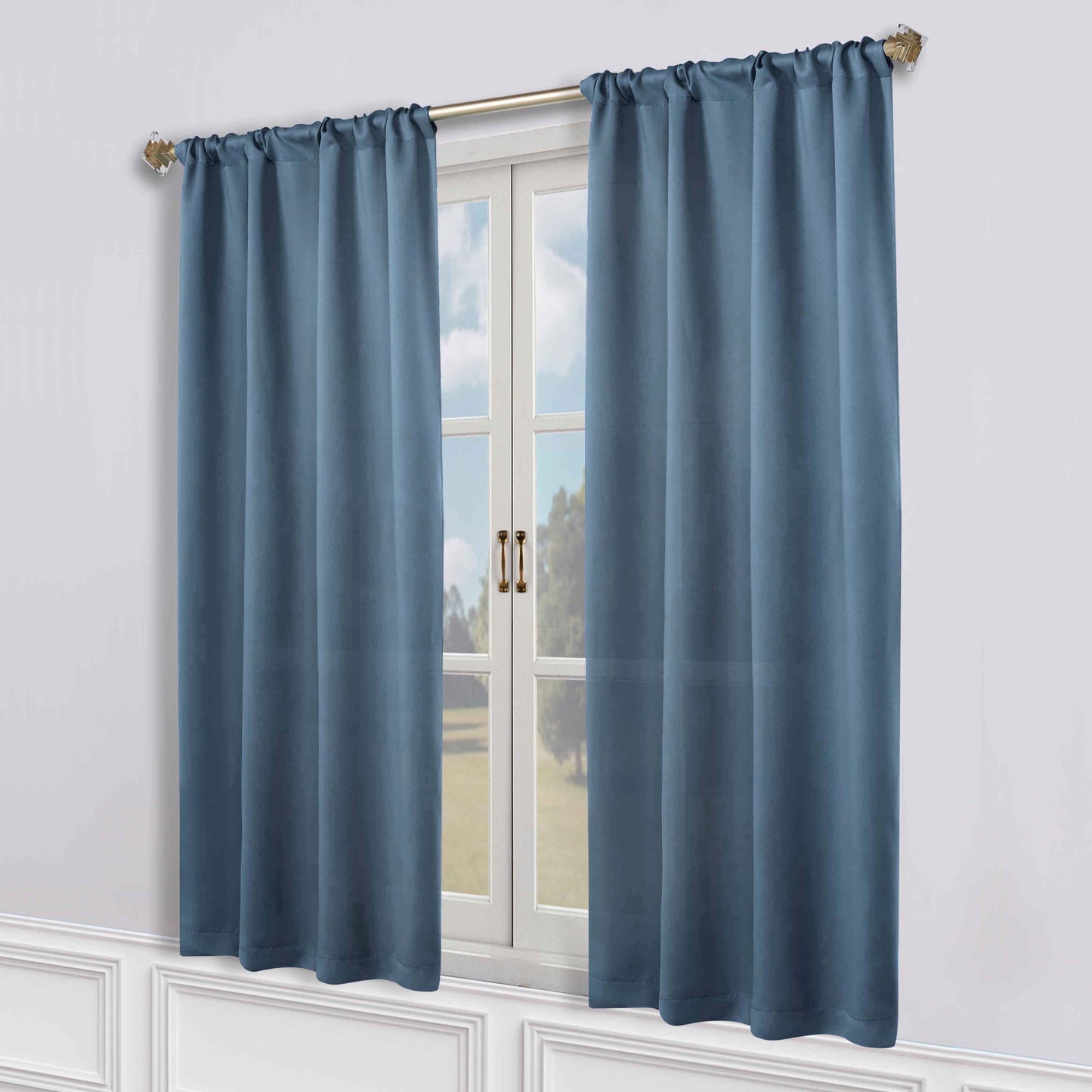 Solid Room Darkening Rod Pocket Blackout Curtain Panels. Set of 2