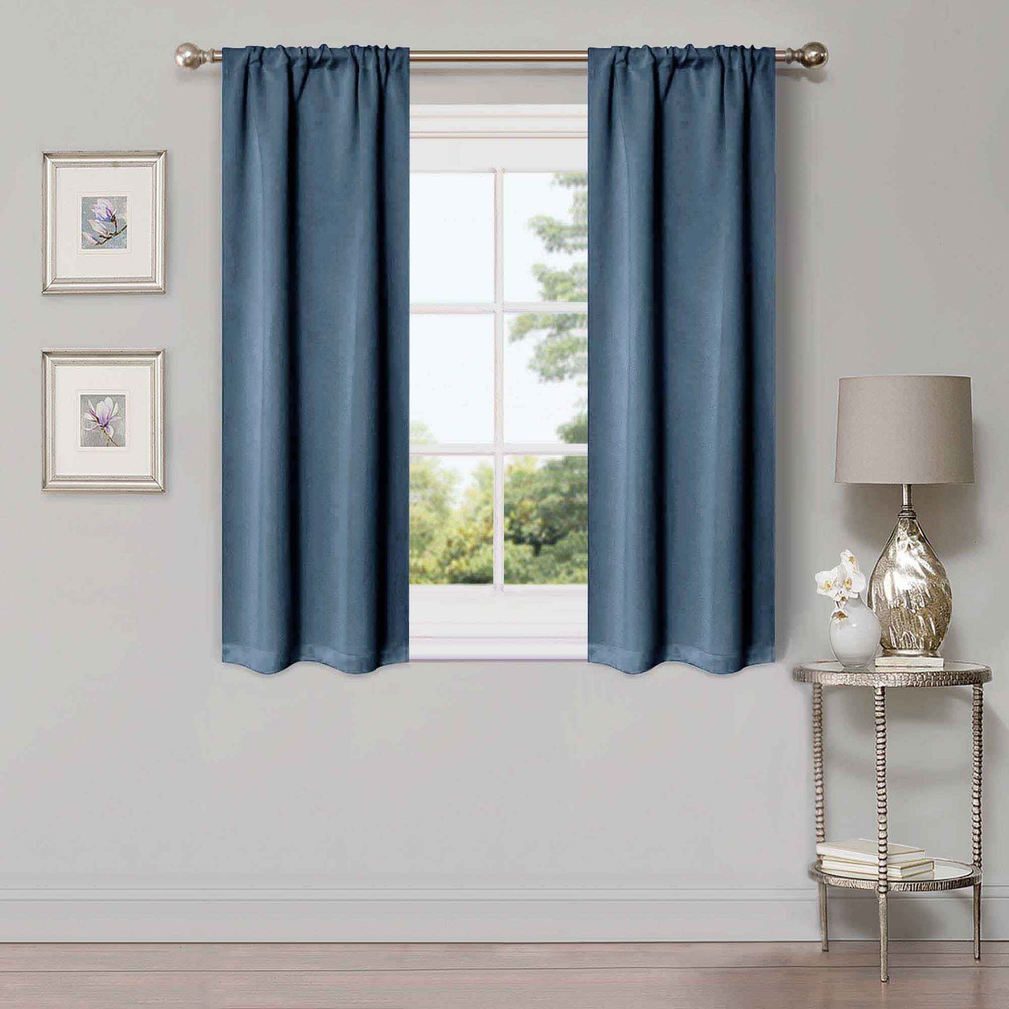 Solid Room Darkening Rod Pocket Blackout Curtain Panels. Set of 2