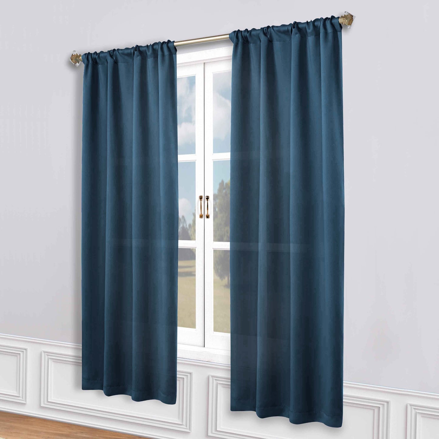 Solid Room Darkening Rod Pocket Blackout Curtain Panels. Set of 2