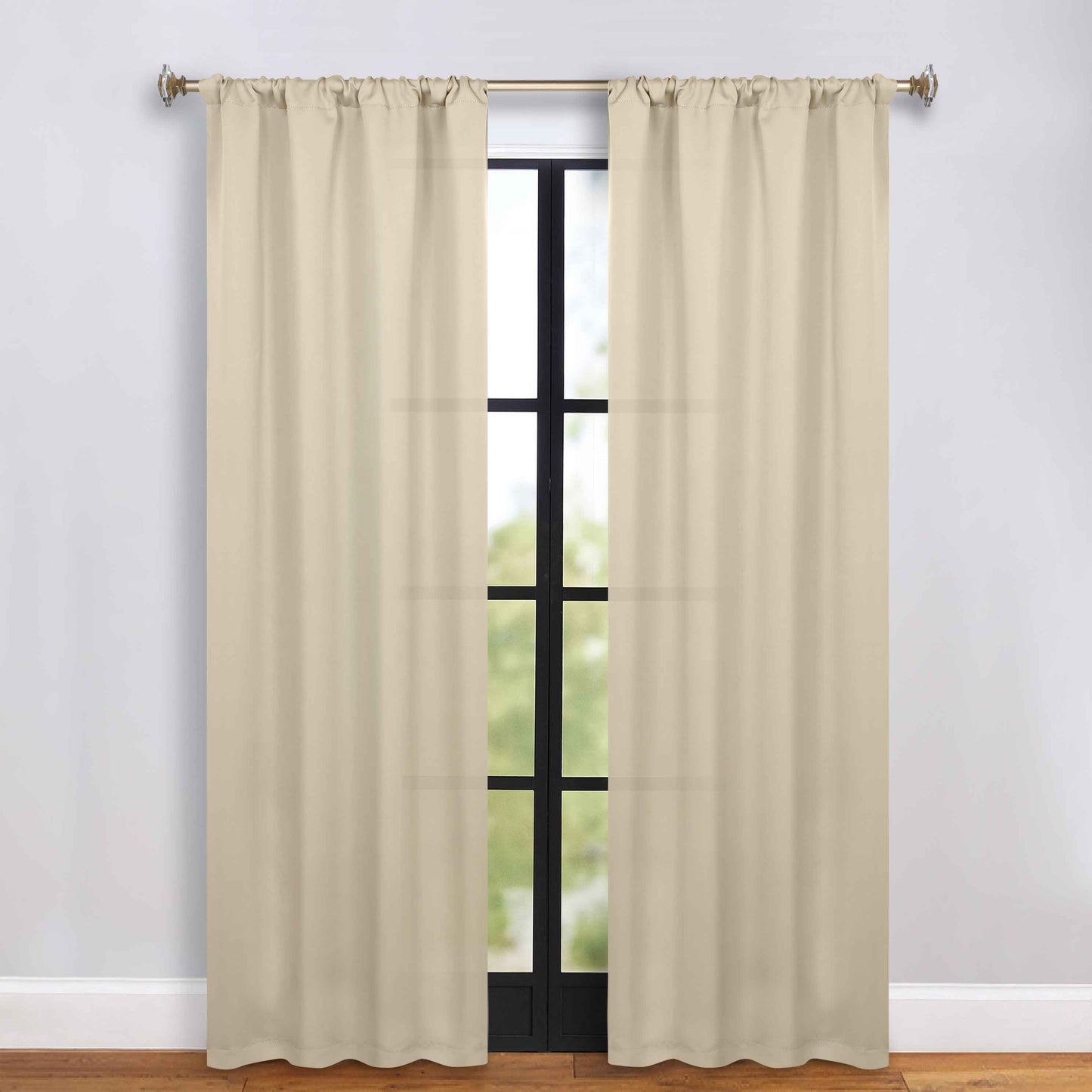 Solid Room Darkening Rod Pocket Blackout Curtain Panels. Set of 2