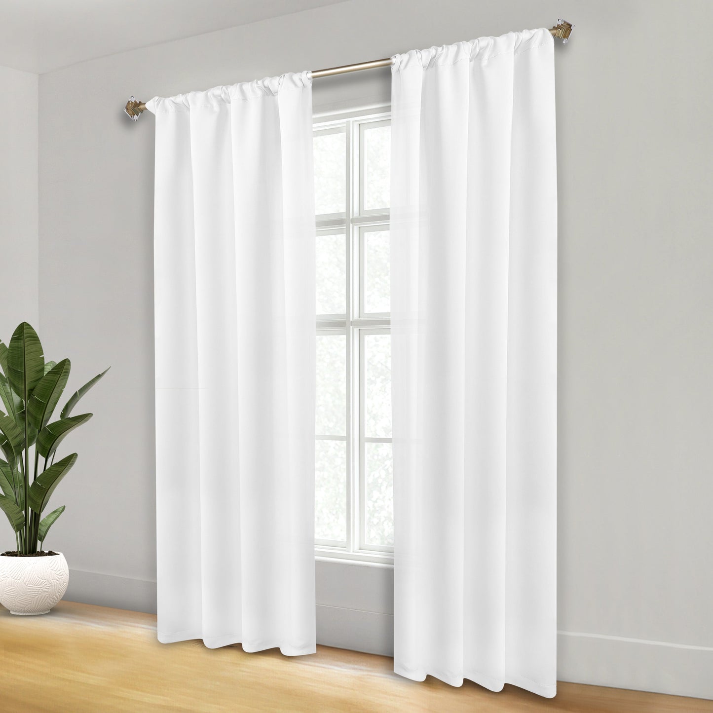 Solid Room Darkening Rod Pocket Blackout Curtain Panels. Set of 2
