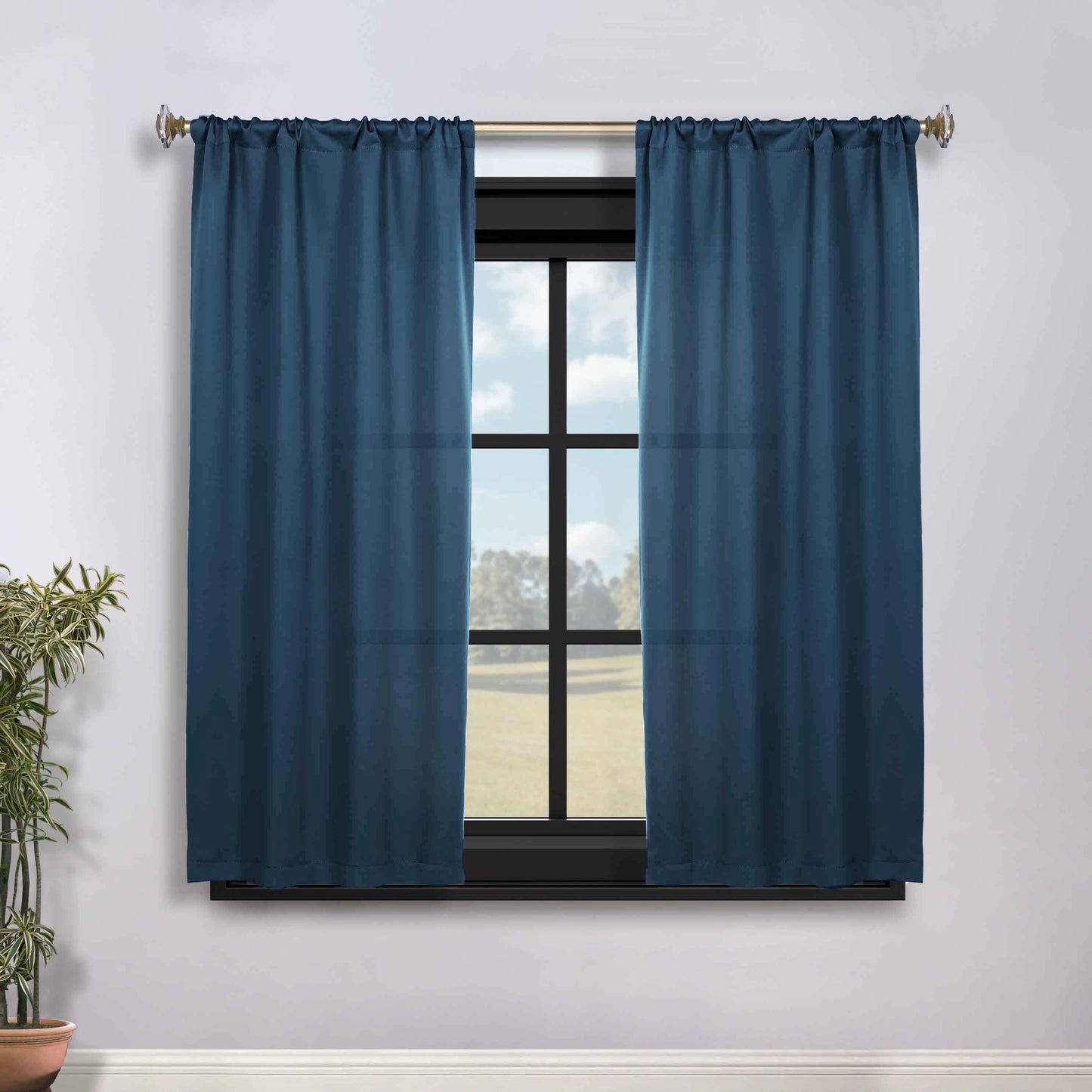 Solid Room Darkening Rod Pocket Blackout Curtain Panels. Set of 2