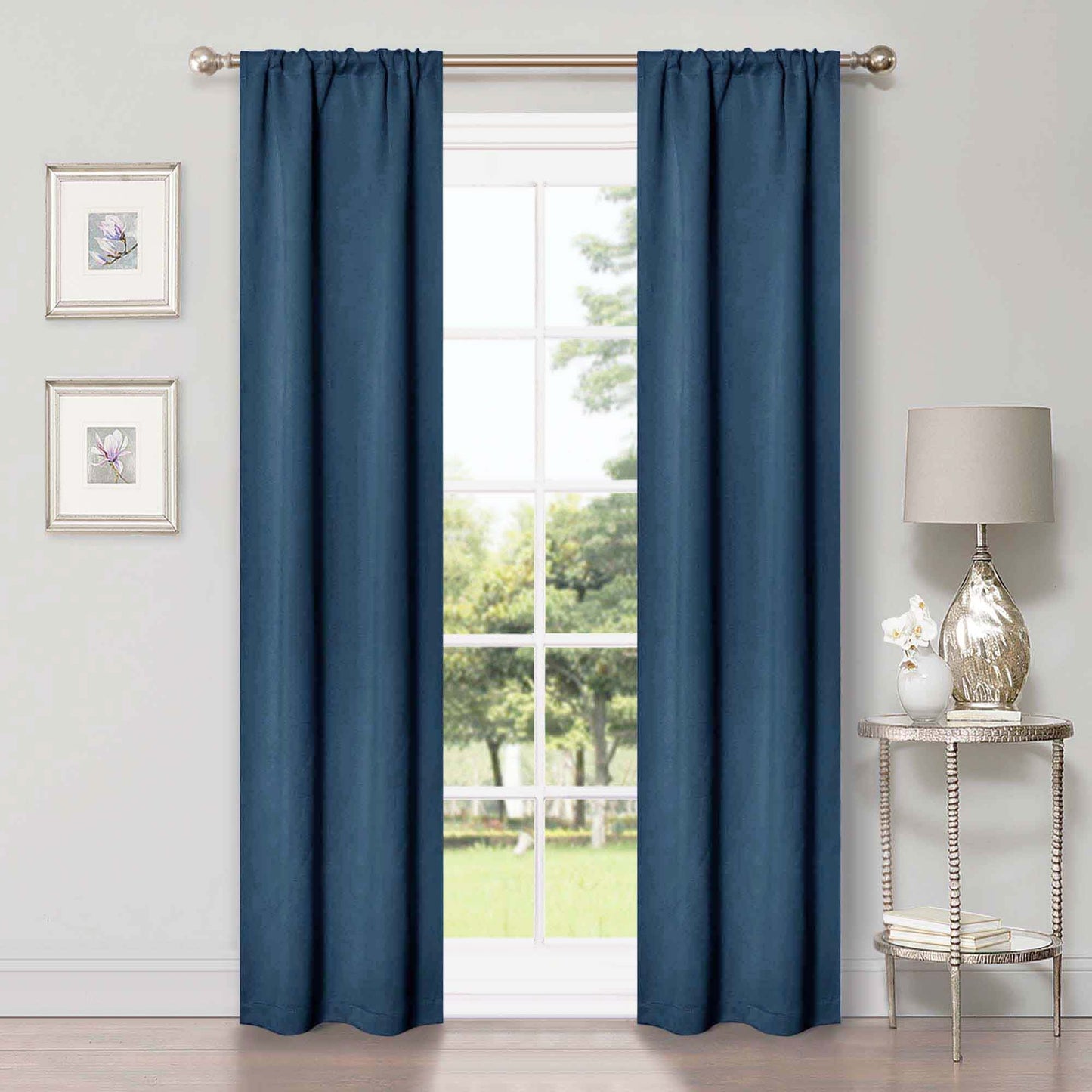 Solid Room Darkening Rod Pocket Blackout Curtain Panels. Set of 2