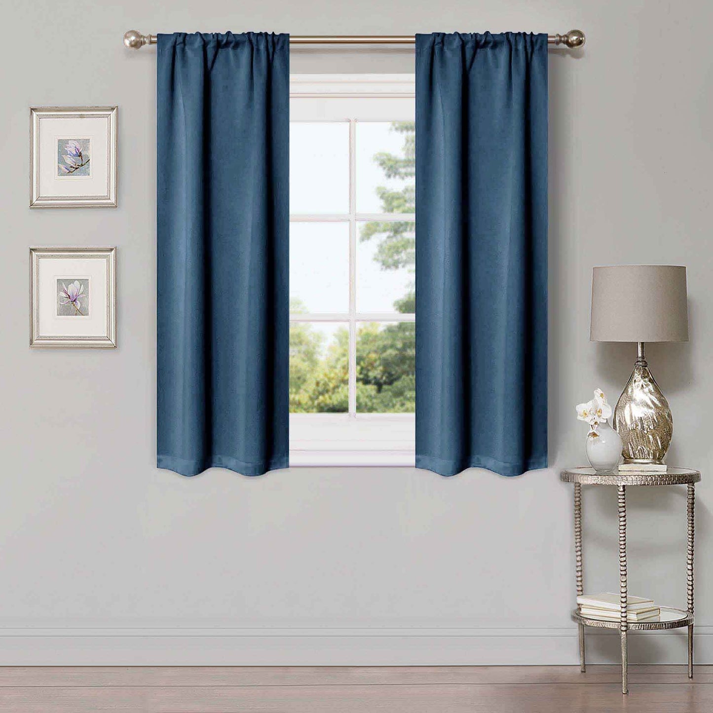 Solid Room Darkening Rod Pocket Blackout Curtain Panels. Set of 2