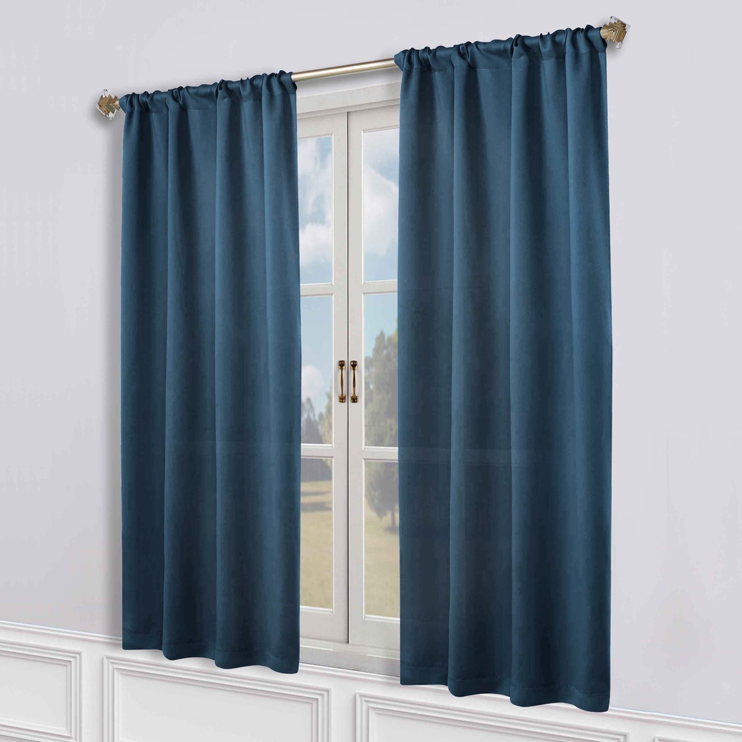 Solid Room Darkening Rod Pocket Blackout Curtain Panels. Set of 2