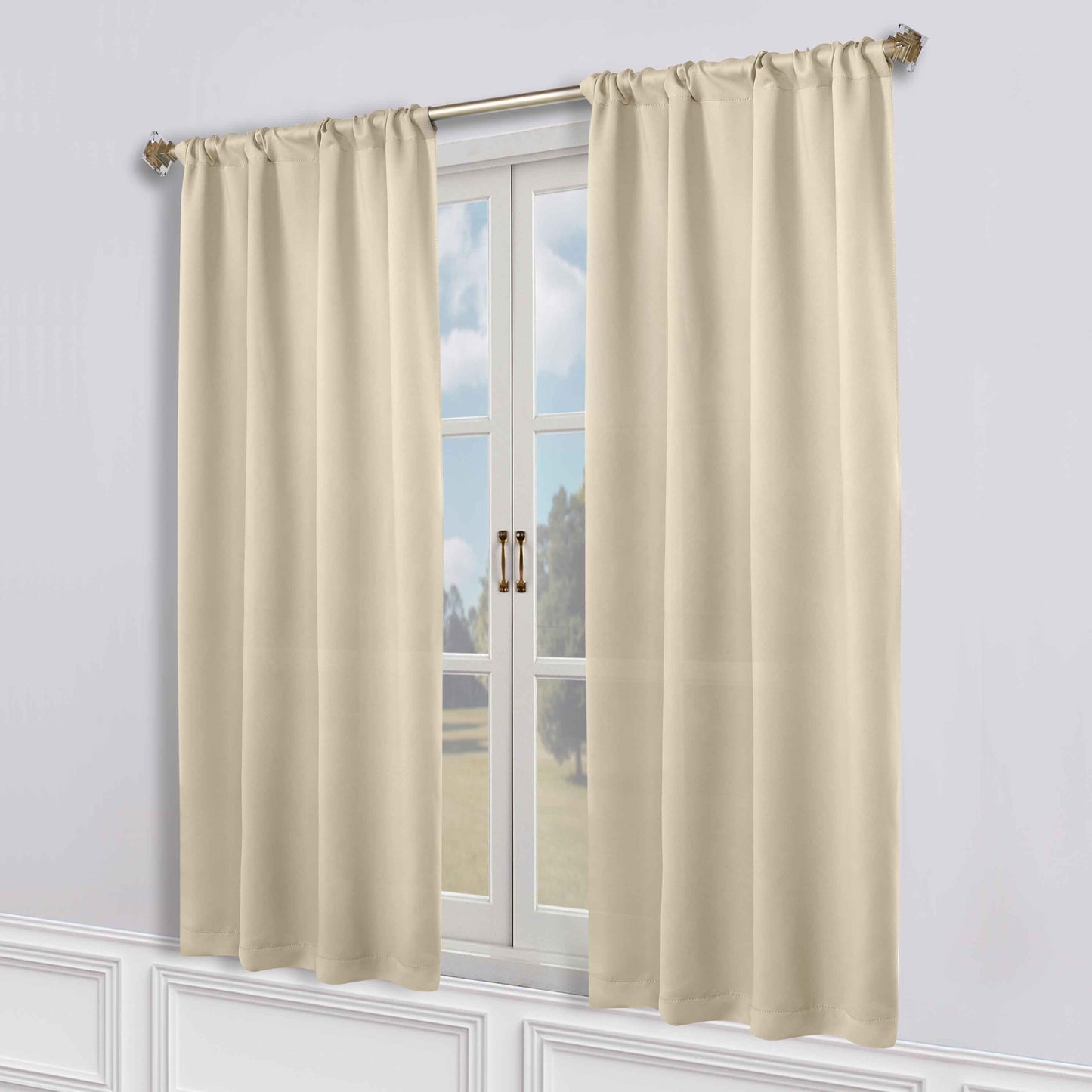 Solid Room Darkening Rod Pocket Blackout Curtain Panels. Set of 2