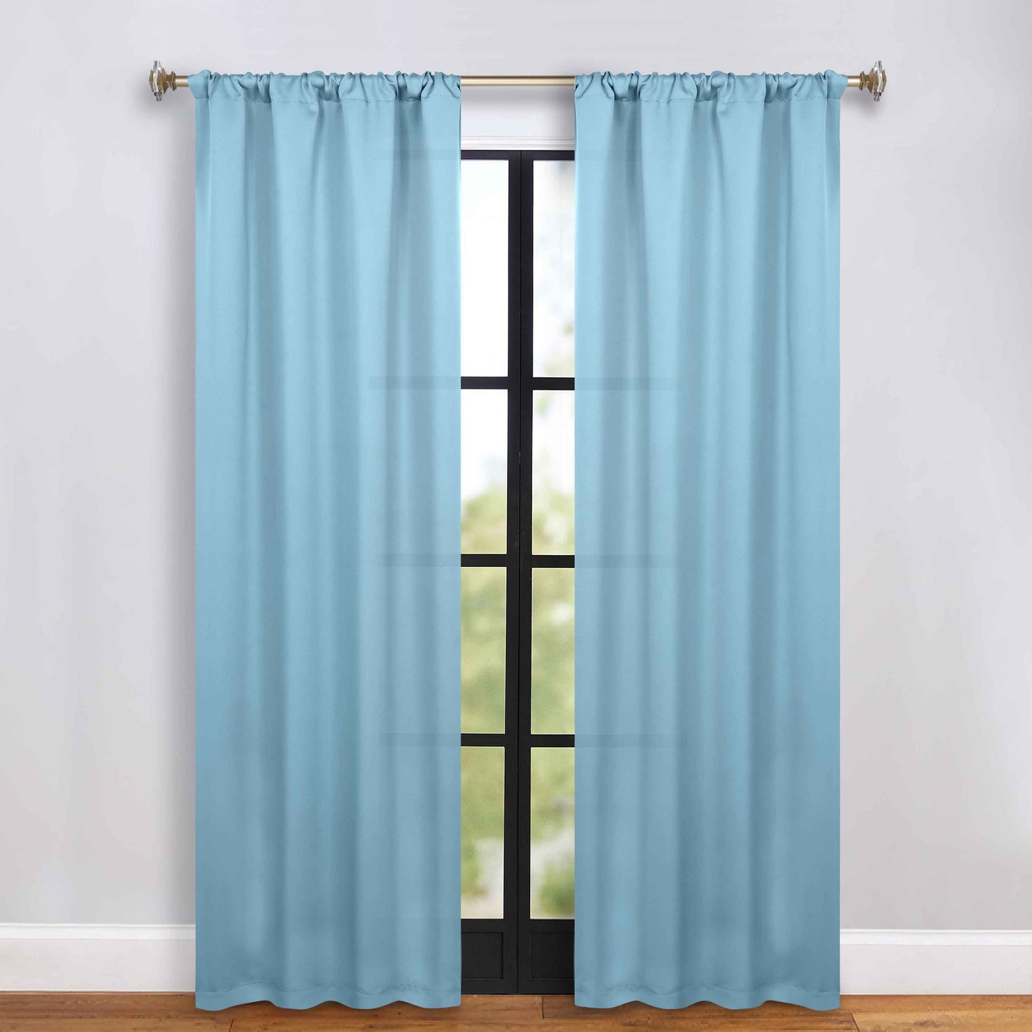 Solid Room Darkening Rod Pocket Blackout Curtain Panels. Set of 2