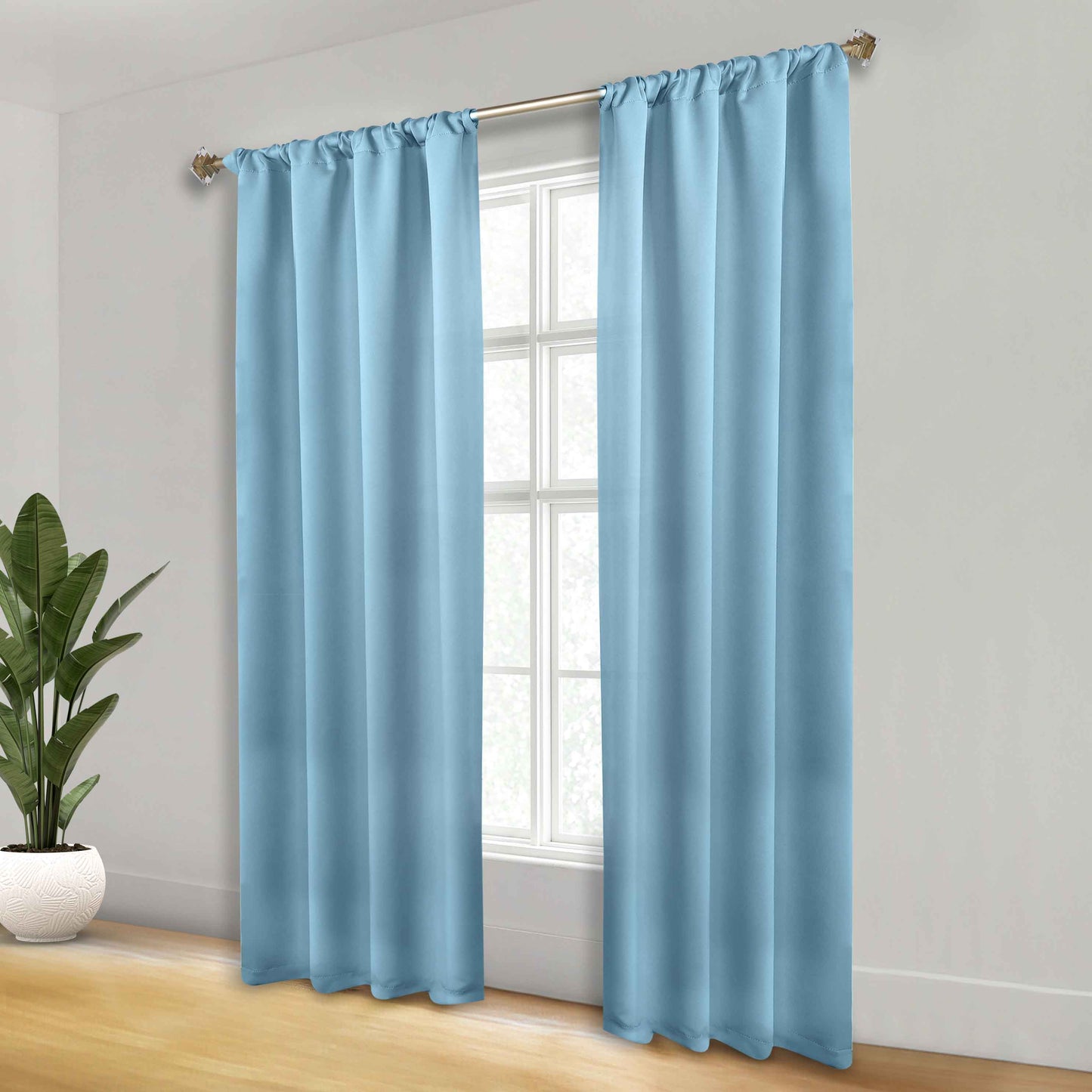 Solid Room Darkening Rod Pocket Blackout Curtain Panels. Set of 2