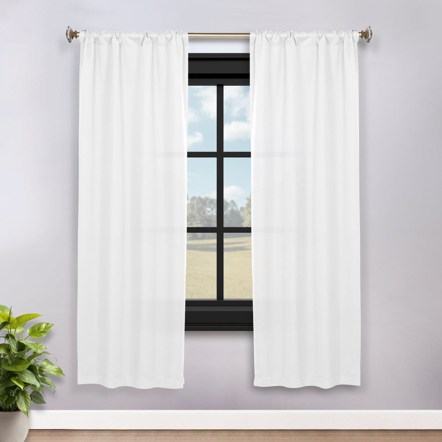 Solid Room Darkening Rod Pocket Blackout Curtain Panels. Set of 2