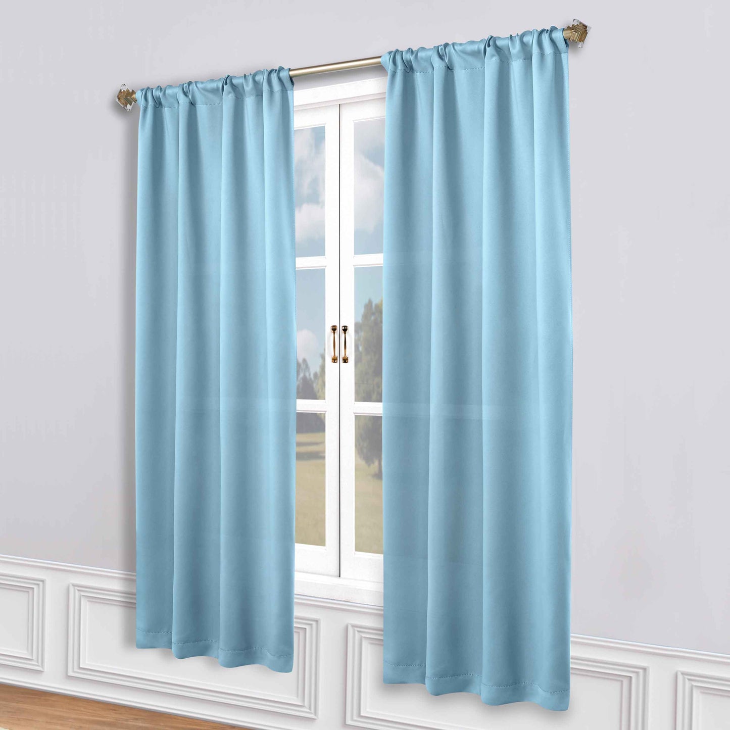Solid Room Darkening Rod Pocket Blackout Curtain Panels. Set of 2