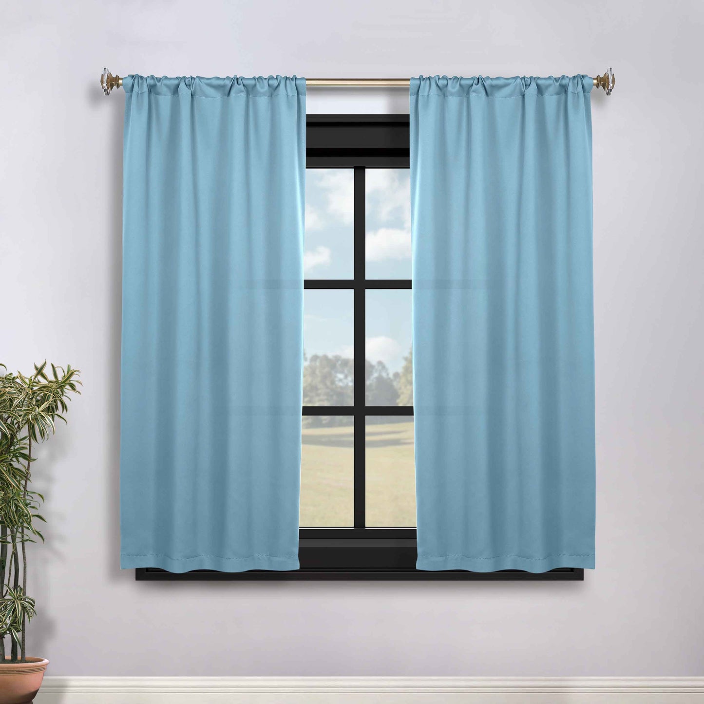 Solid Room Darkening Rod Pocket Blackout Curtain Panels. Set of 2
