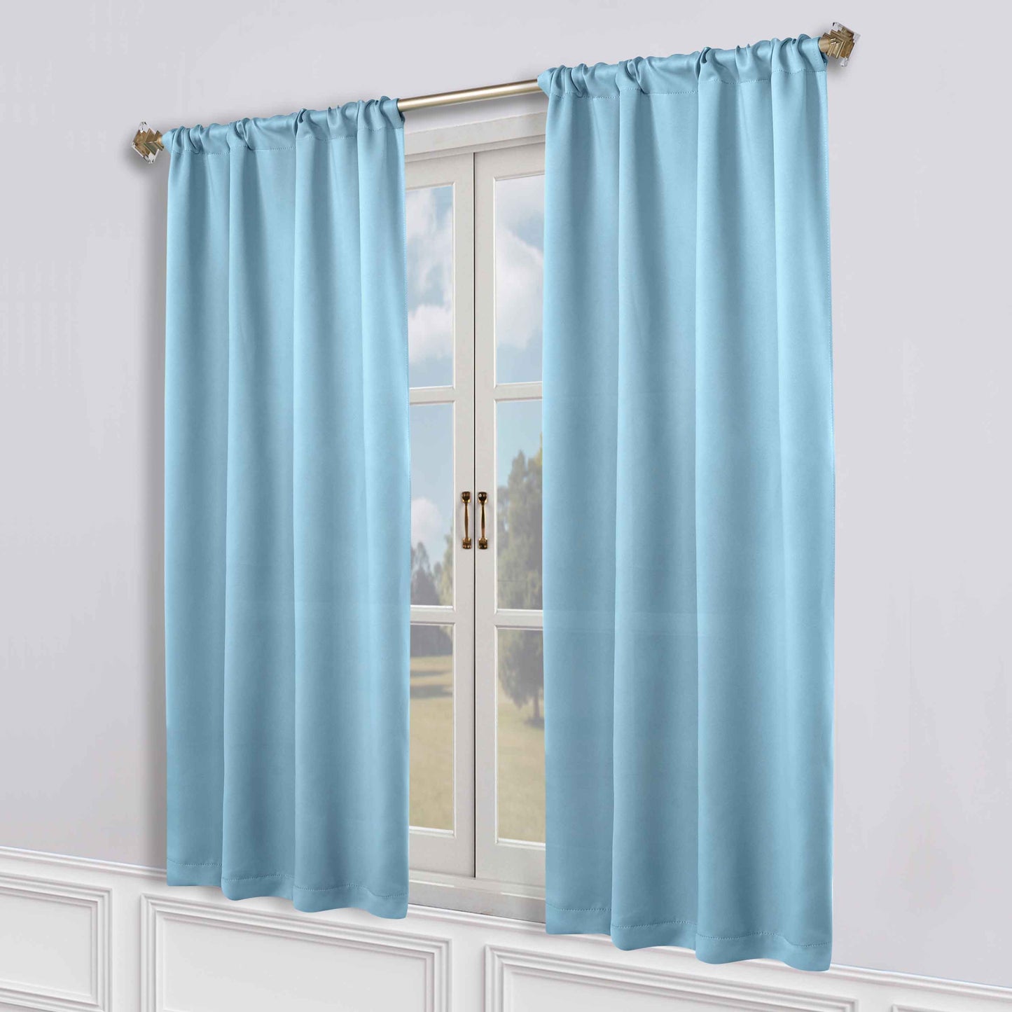 Solid Room Darkening Rod Pocket Blackout Curtain Panels. Set of 2