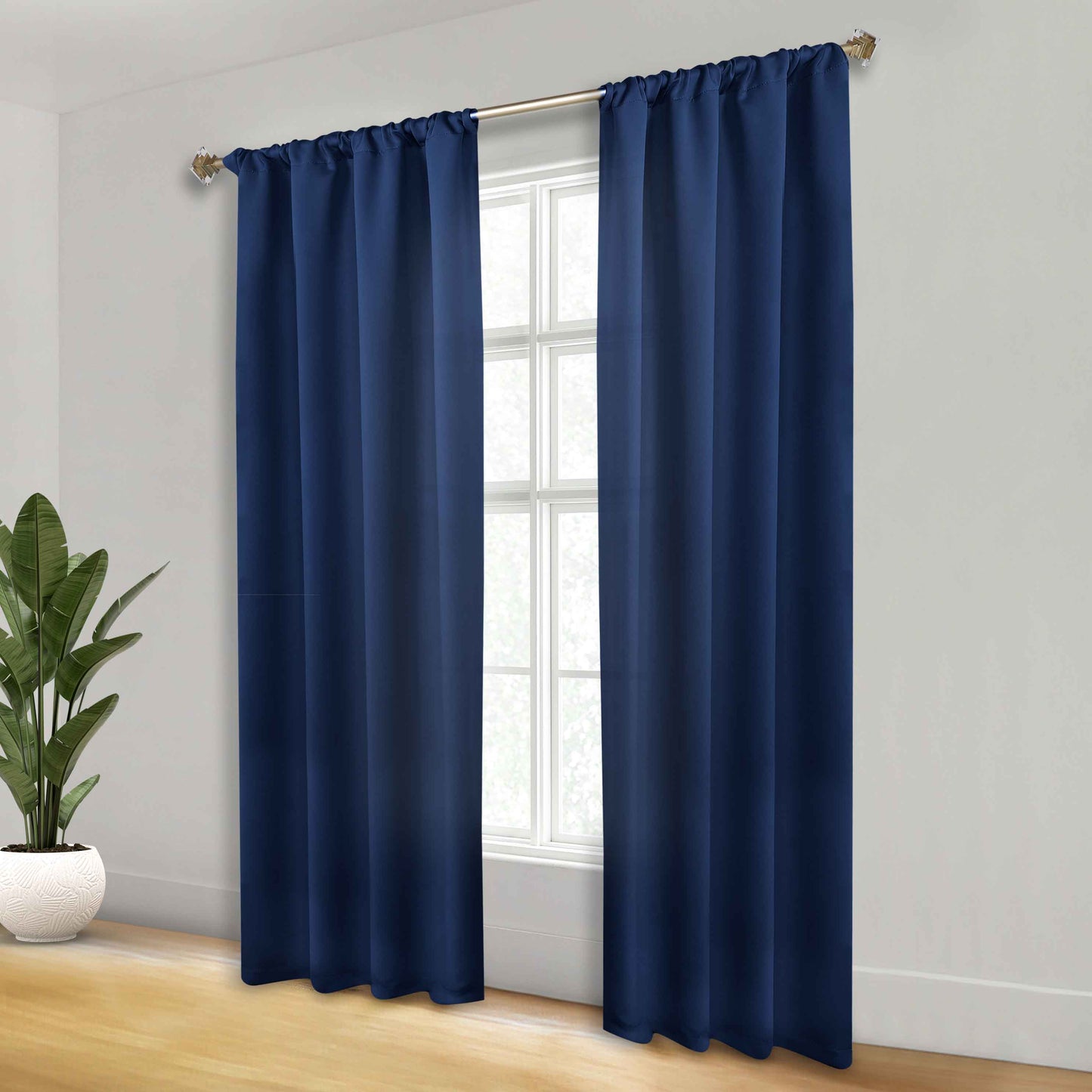 Solid Room Darkening Rod Pocket Blackout Curtain Panels. Set of 2