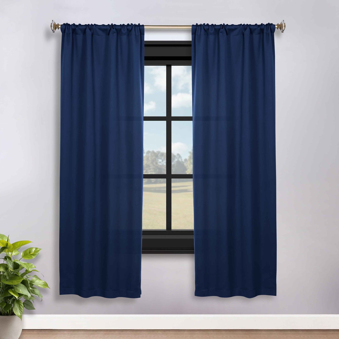 Solid Room Darkening Rod Pocket Blackout Curtain Panels. Set of 2