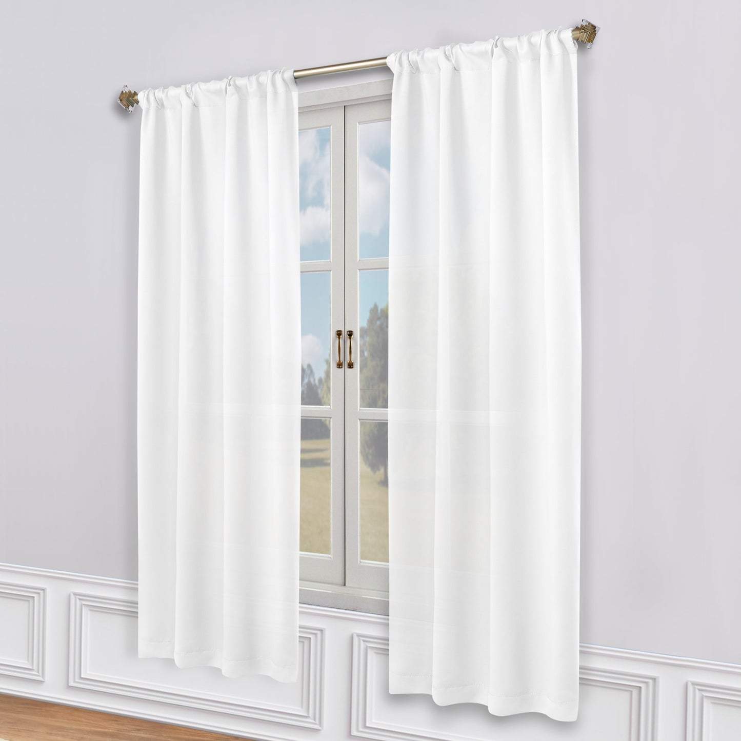 Solid Room Darkening Rod Pocket Blackout Curtain Panels. Set of 2