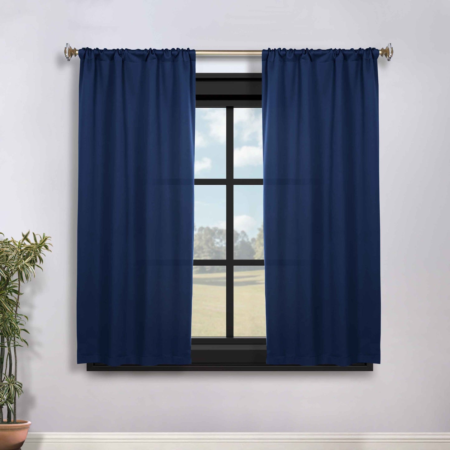 Solid Room Darkening Rod Pocket Blackout Curtain Panels. Set of 2