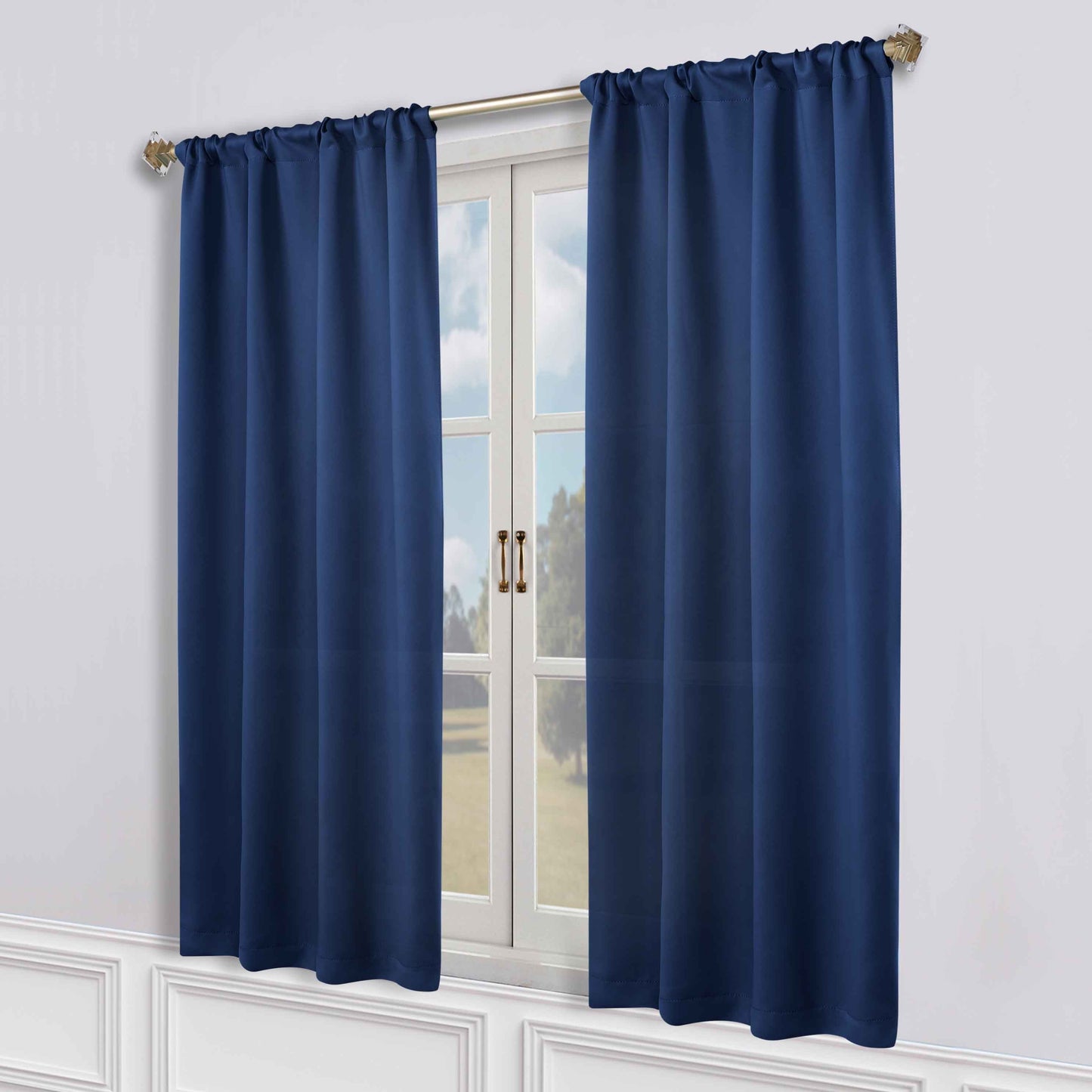 Solid Room Darkening Rod Pocket Blackout Curtain Panels. Set of 2