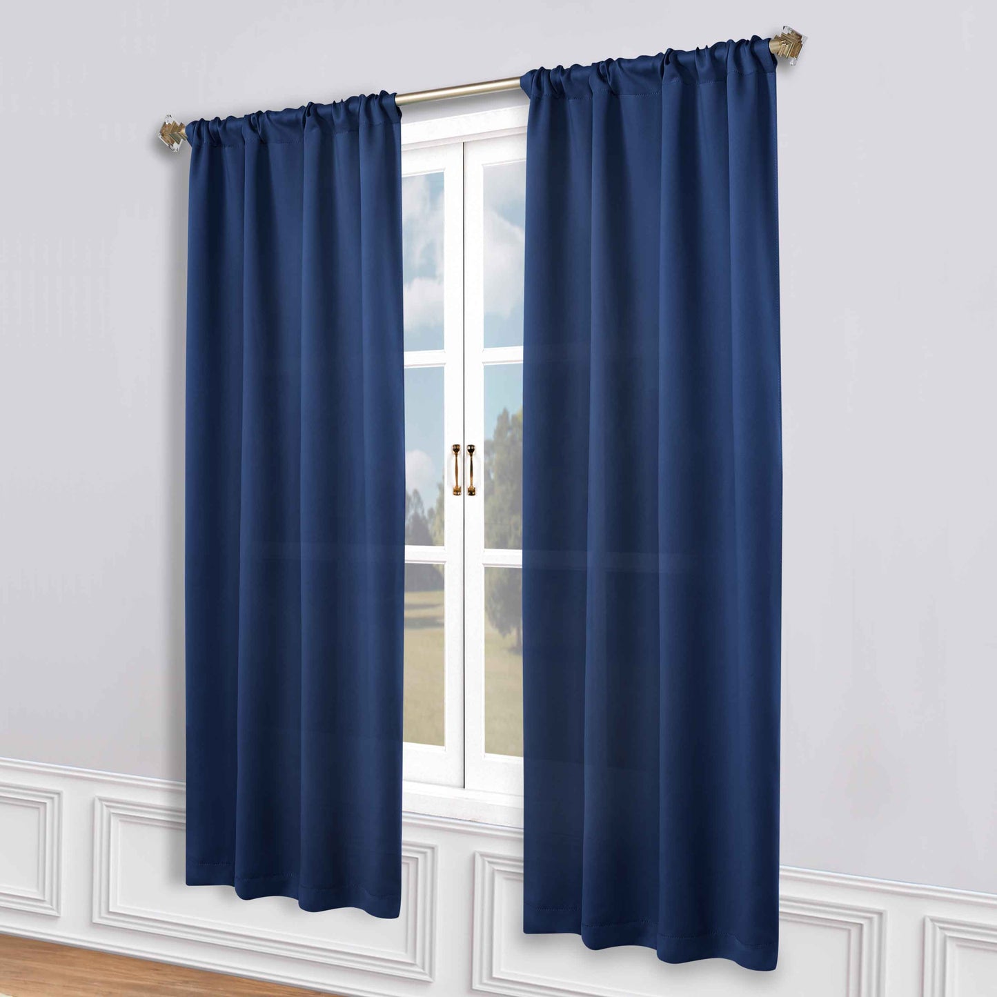 Solid Room Darkening Rod Pocket Blackout Curtain Panels. Set of 2