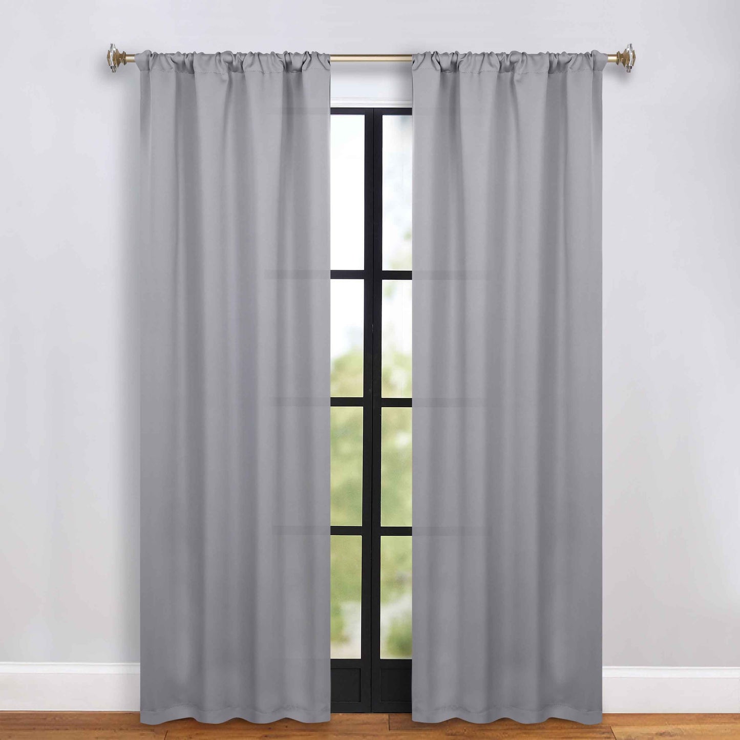 Solid Room Darkening Rod Pocket Blackout Curtain Panels. Set of 2