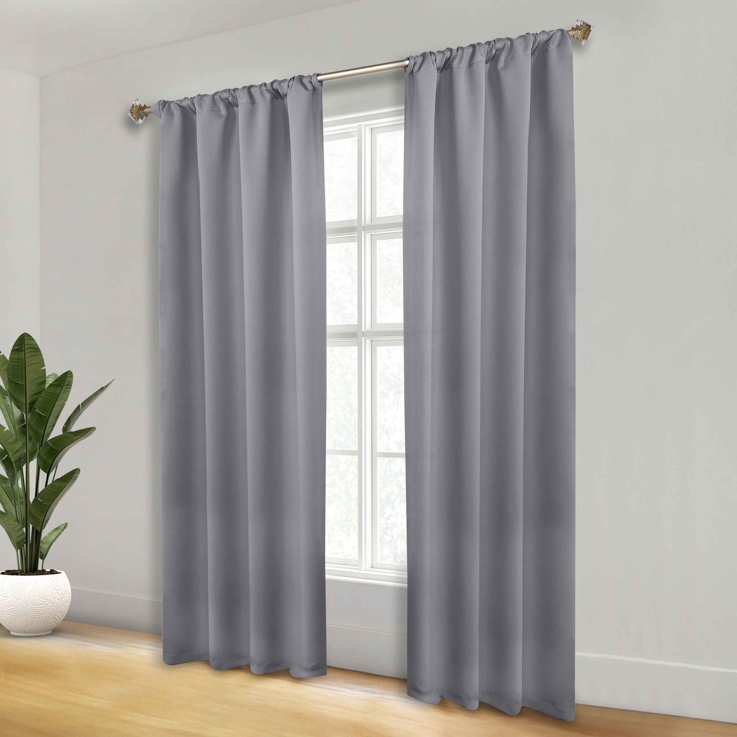 Solid Room Darkening Rod Pocket Blackout Curtain Panels. Set of 2