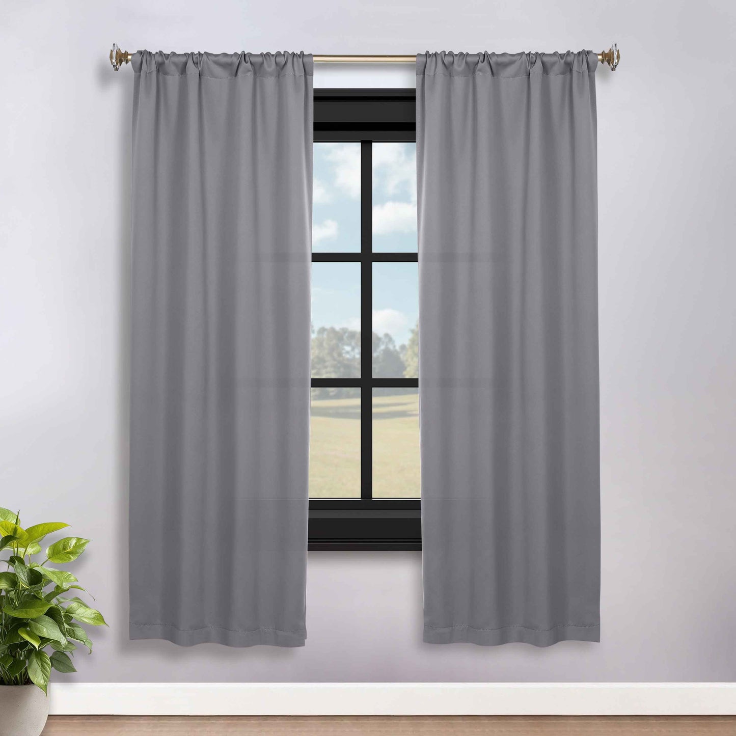 Solid Room Darkening Rod Pocket Blackout Curtain Panels. Set of 2
