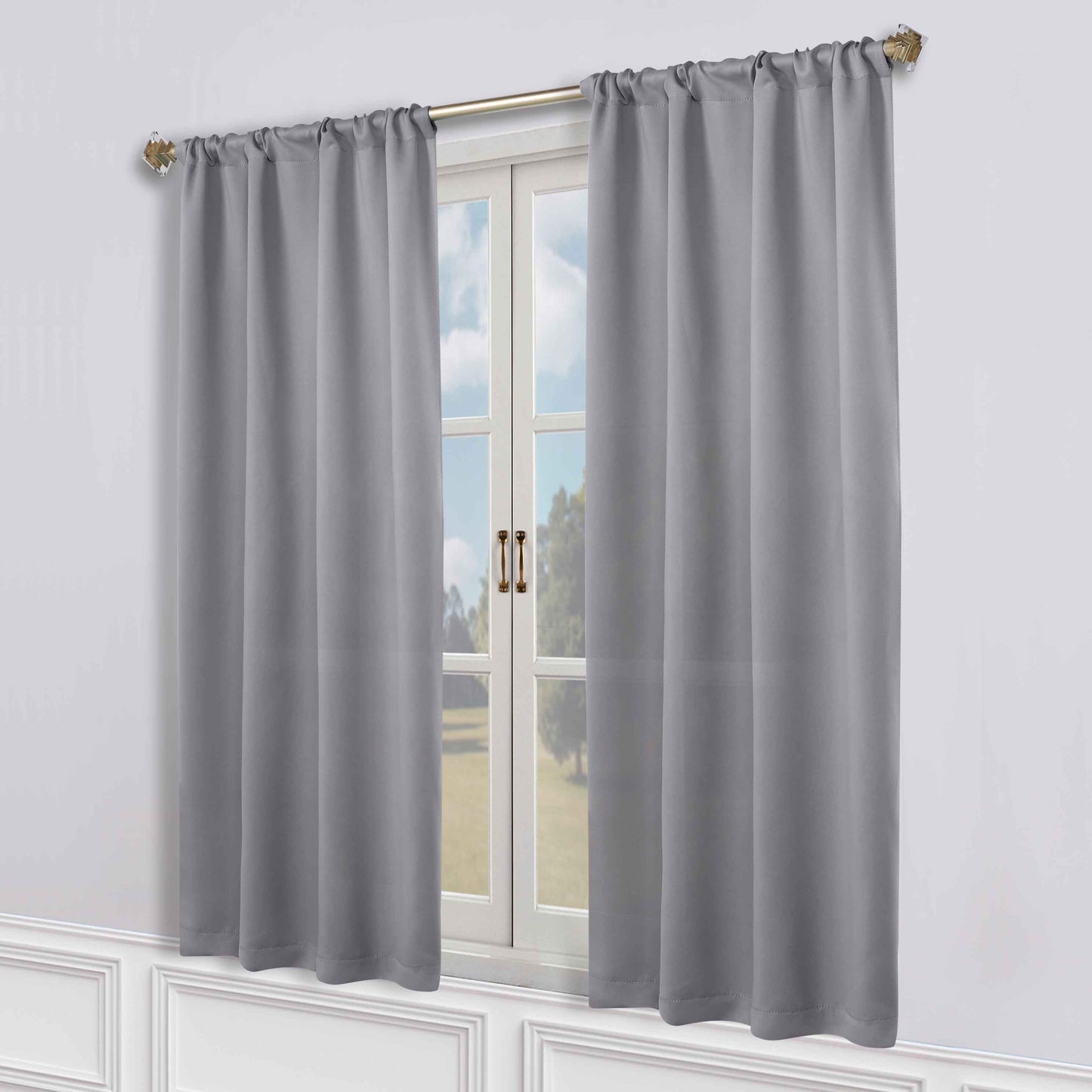 Solid Room Darkening Rod Pocket Blackout Curtain Panels. Set of 2