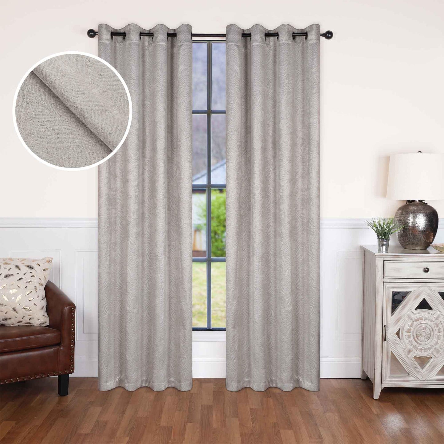Waverly Geometric Washable Room Darkening Blackout Curtains. Set of 2
