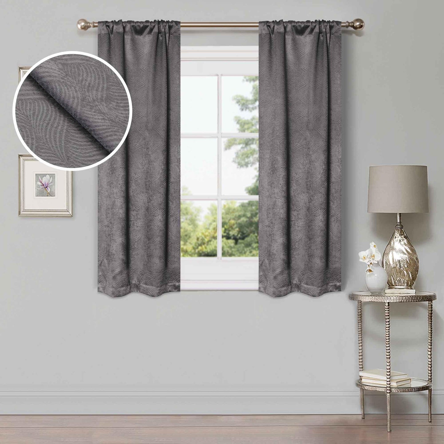 Waverly Geometric Washable Room Darkening Blackout Curtains. Set of 2